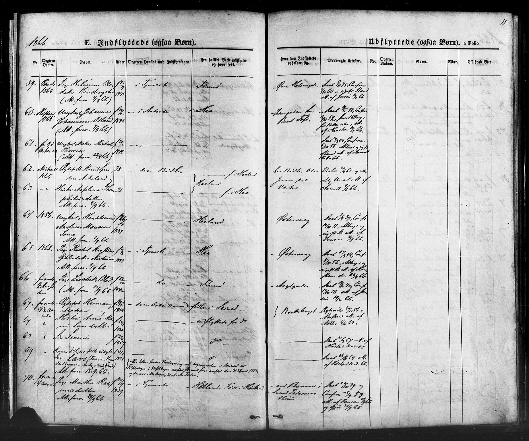 St. Petri sokneprestkontor, AV/SAST-A-101813/001/30/30BA/L0006: Parish register (official) no. A 6, 1863-1878, p. 11