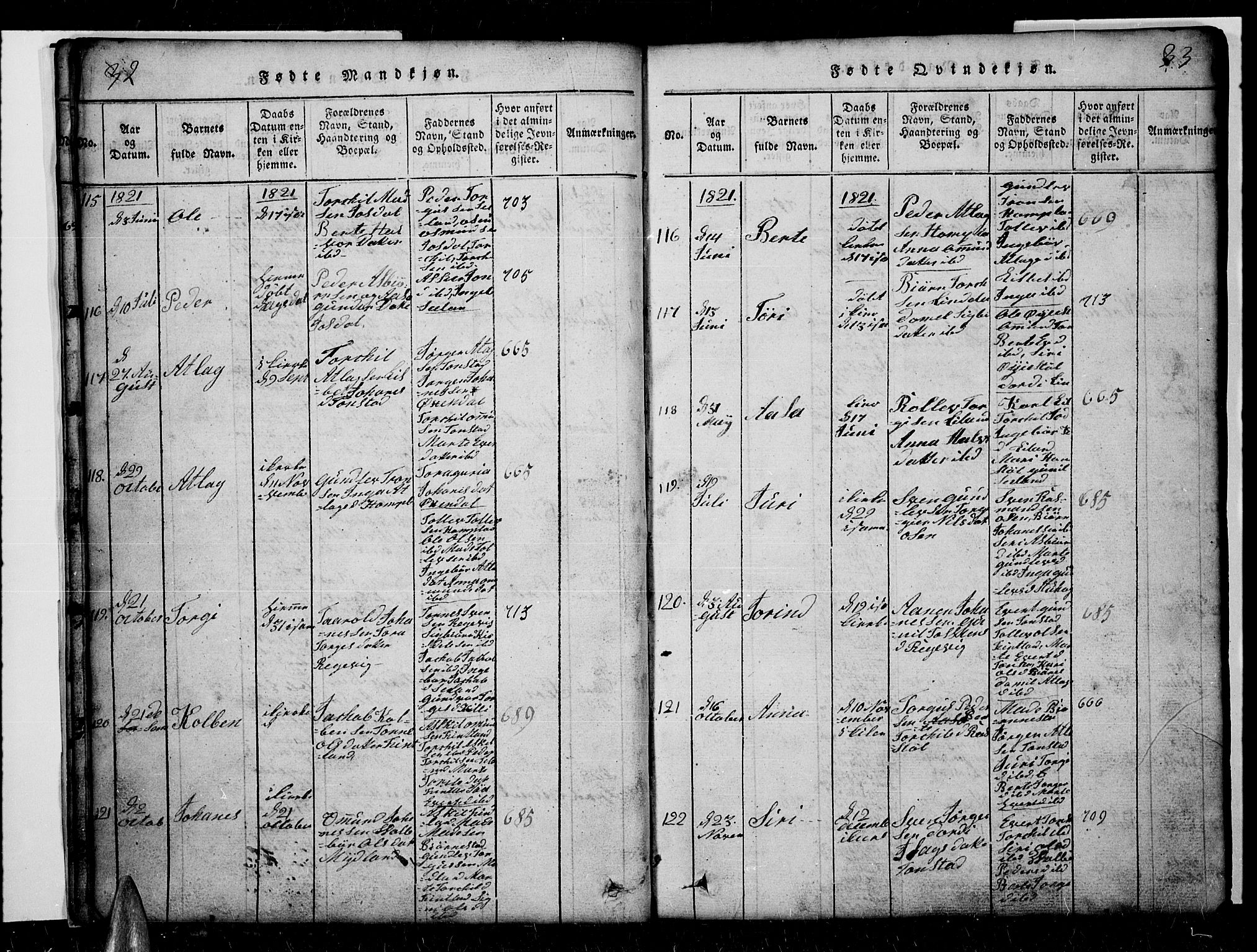 Sirdal sokneprestkontor, AV/SAK-1111-0036/F/Fb/Fbb/L0001: Parish register (copy) no. B 1, 1815-1834, p. 32-33