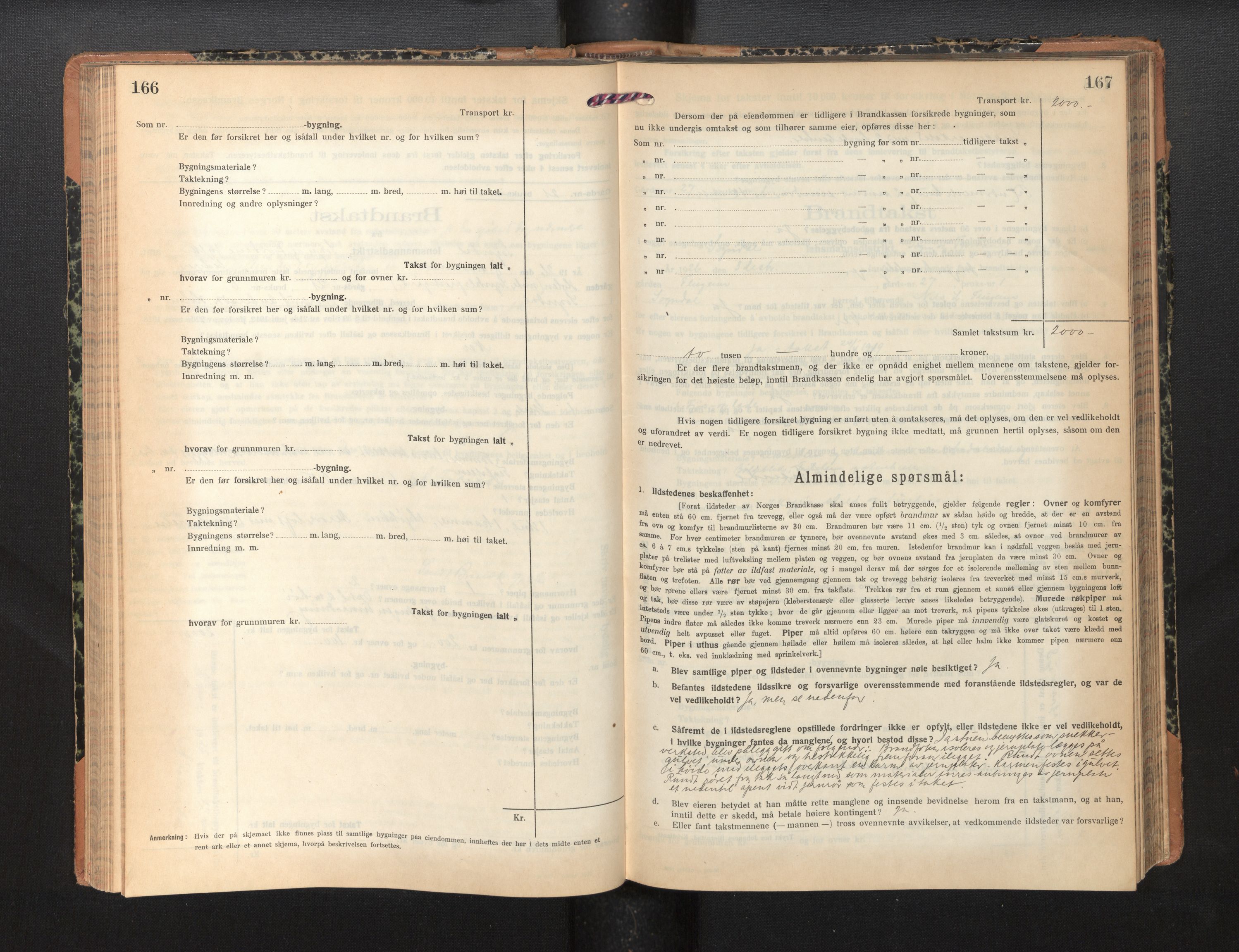 Lensmannen i Sogndal, AV/SAB-A-29901/0012/L0012: Branntakstprotokoll, skjematakst, 1922-1931, p. 166-167