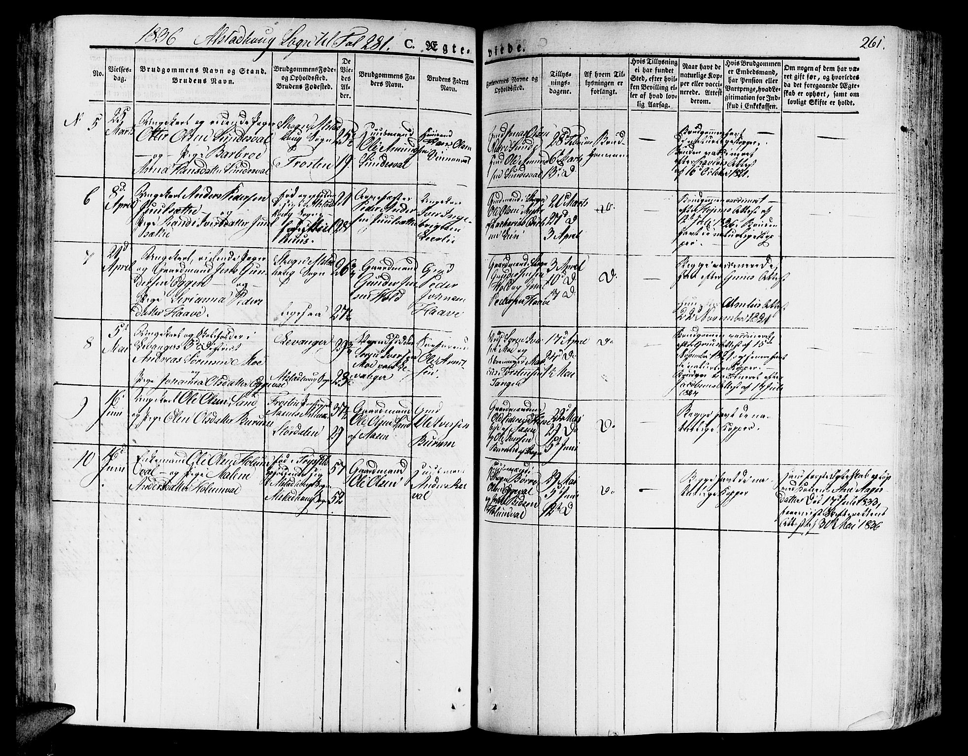 Ministerialprotokoller, klokkerbøker og fødselsregistre - Nord-Trøndelag, SAT/A-1458/717/L0152: Parish register (official) no. 717A05 /1, 1825-1836, p. 261