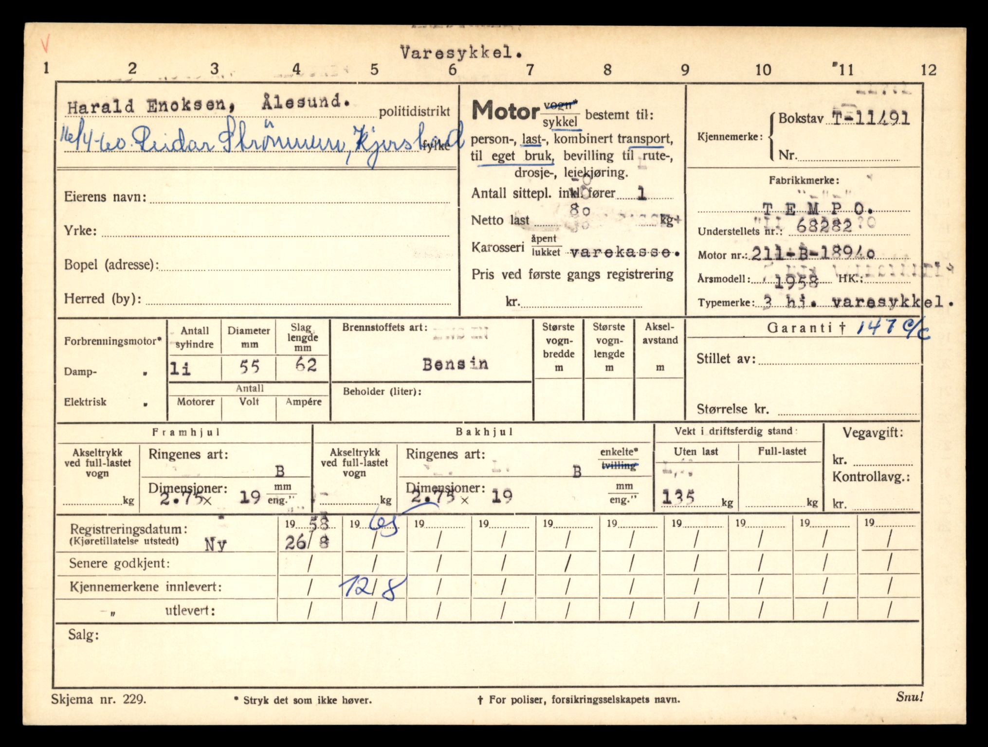 Møre og Romsdal vegkontor - Ålesund trafikkstasjon, AV/SAT-A-4099/F/Fe/L0029: Registreringskort for kjøretøy T 11430 - T 11619, 1927-1998, p. 1164