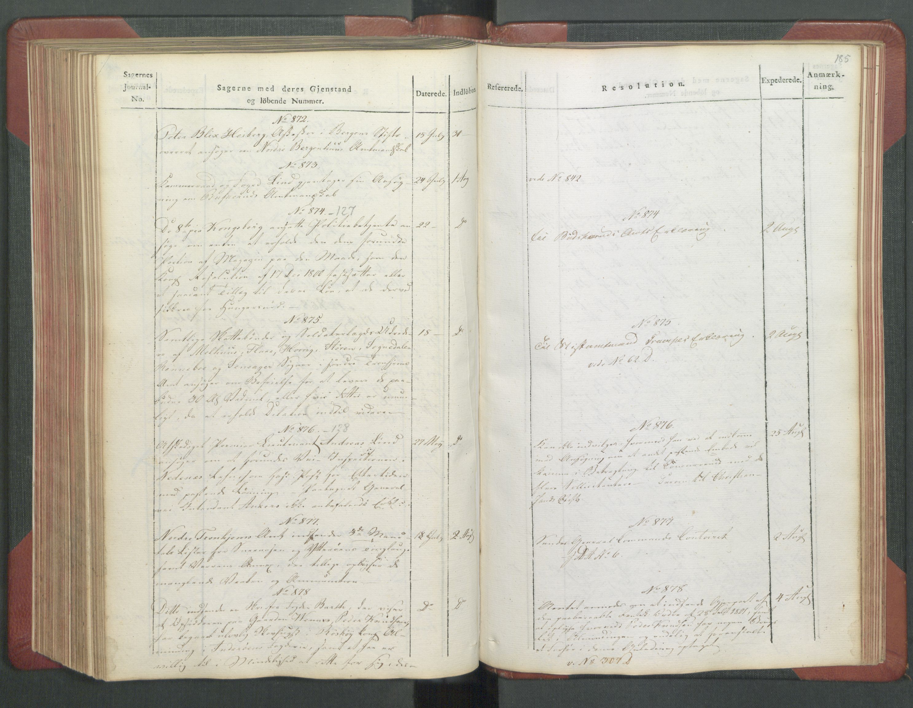 Departementene i 1814, RA/S-3899/Fb/L0029: Journal A 1-900 (ekstraktprotokoll), 1814, p. 185