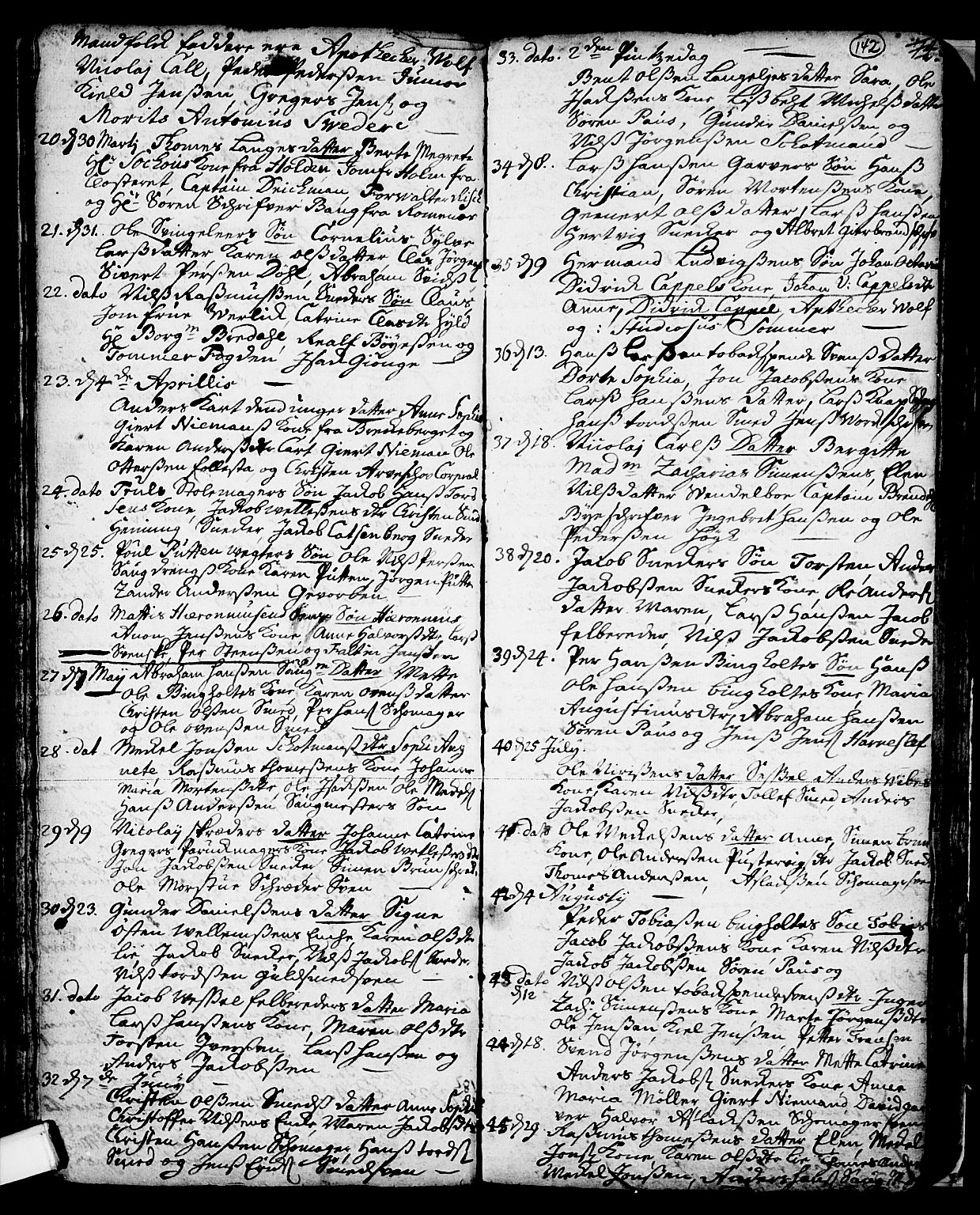Skien kirkebøker, SAKO/A-302/F/Fa/L0002: Parish register (official) no. 2, 1716-1757, p. 142
