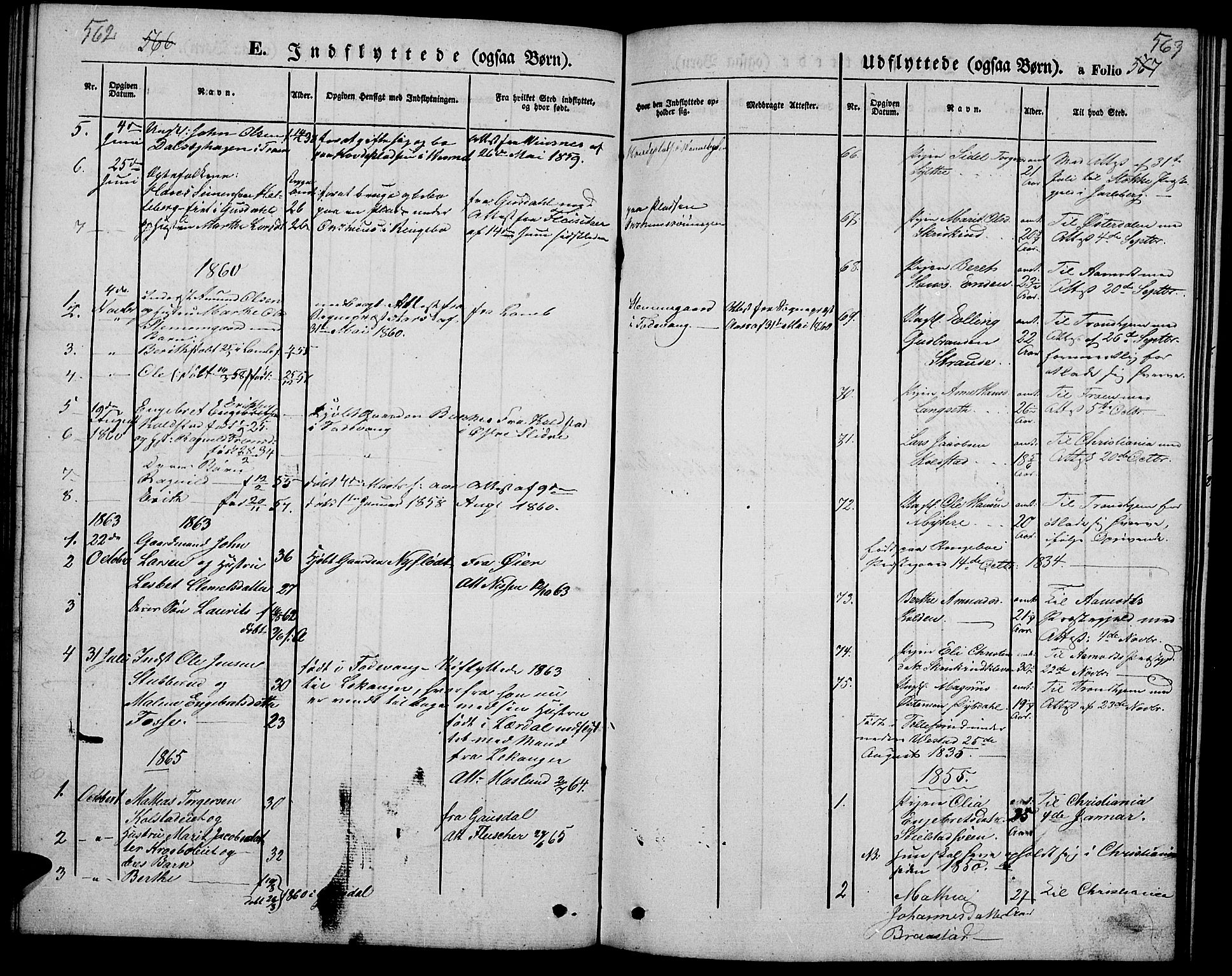 Ringebu prestekontor, SAH/PREST-082/H/Ha/Hab/L0003: Parish register (copy) no. 3, 1854-1866, p. 562-563