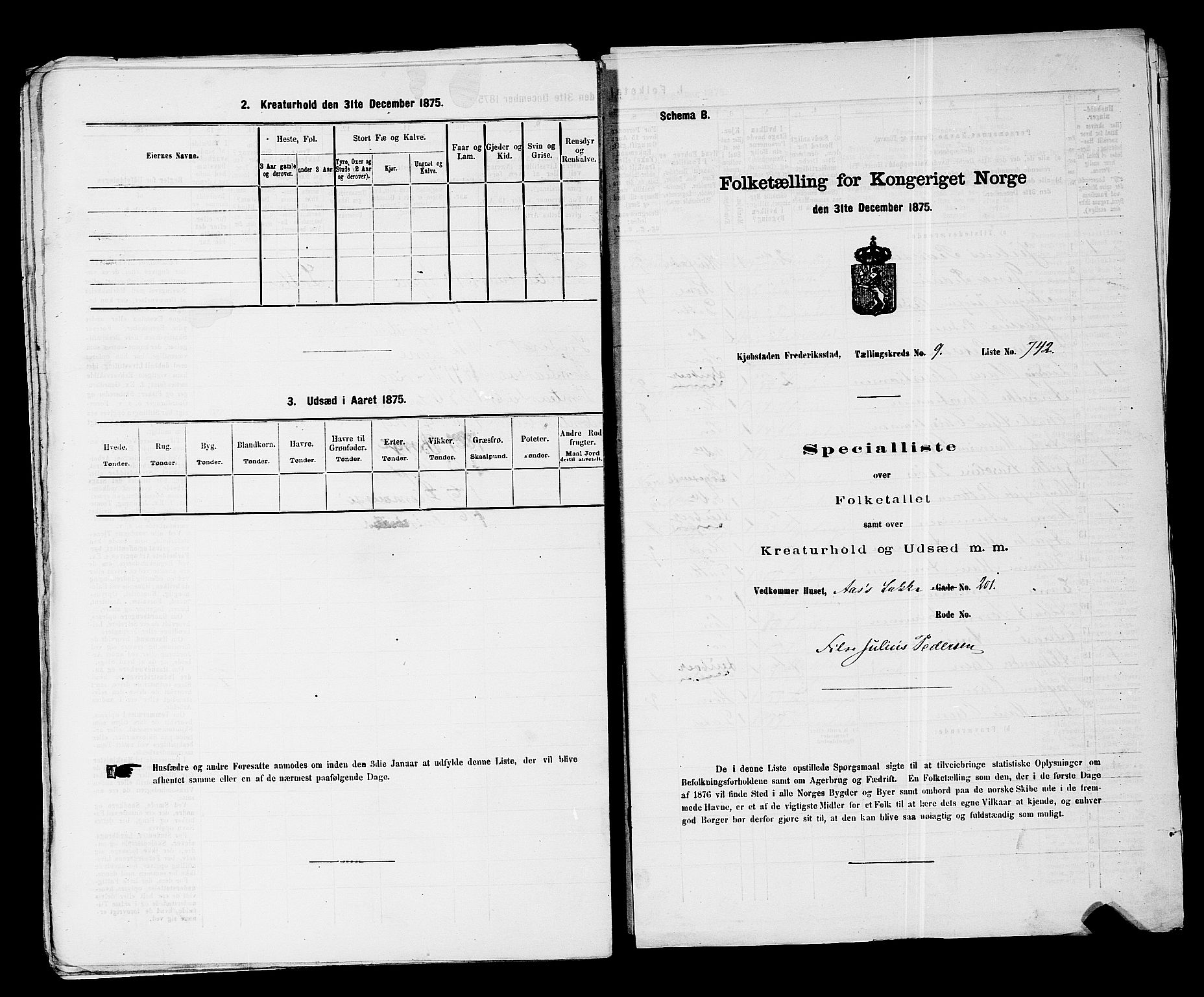 RA, 1875 census for 0103B Fredrikstad/Fredrikstad, 1875, p. 1696