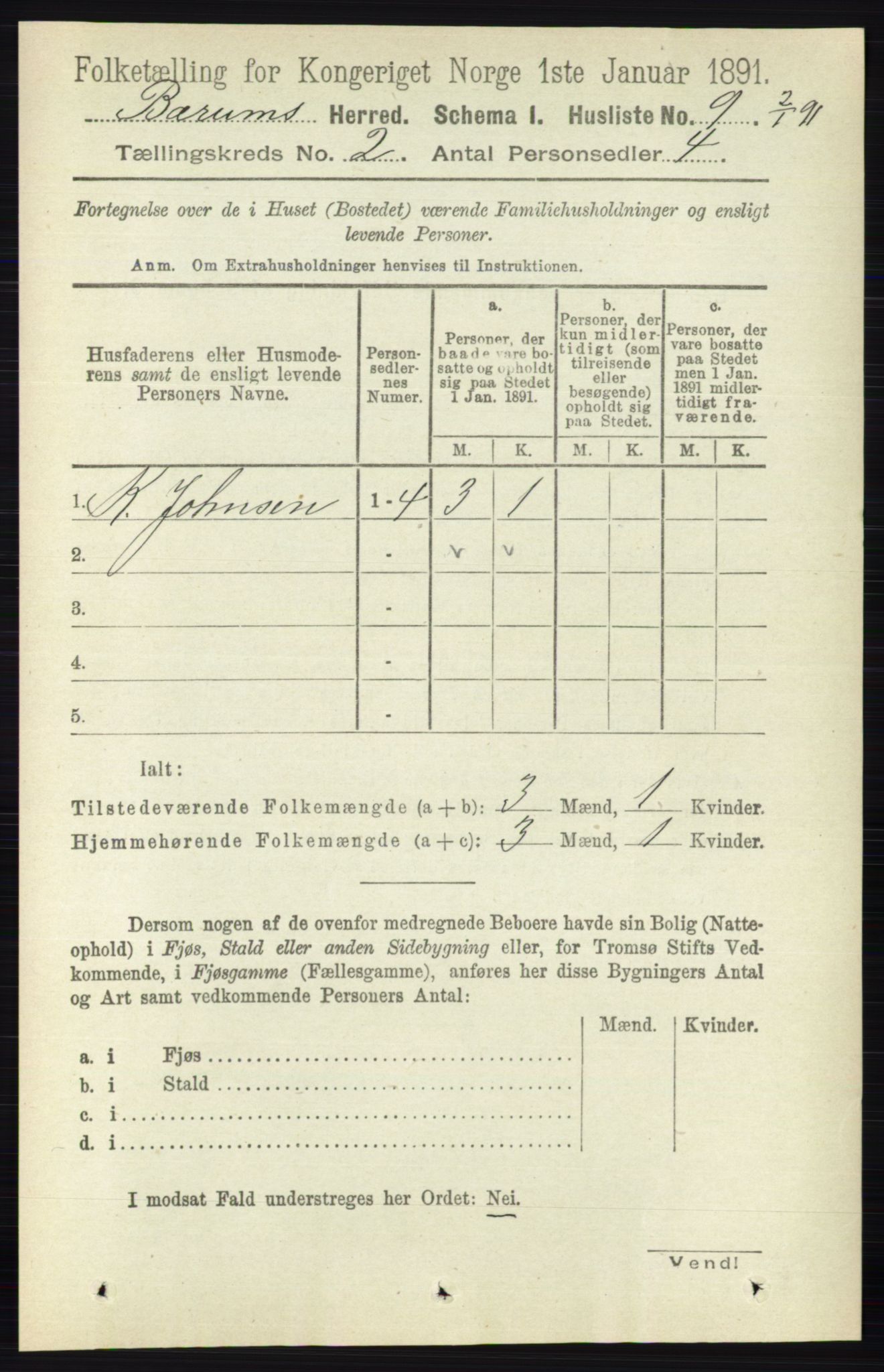 RA, 1891 census for 0219 Bærum, 1891, p. 959