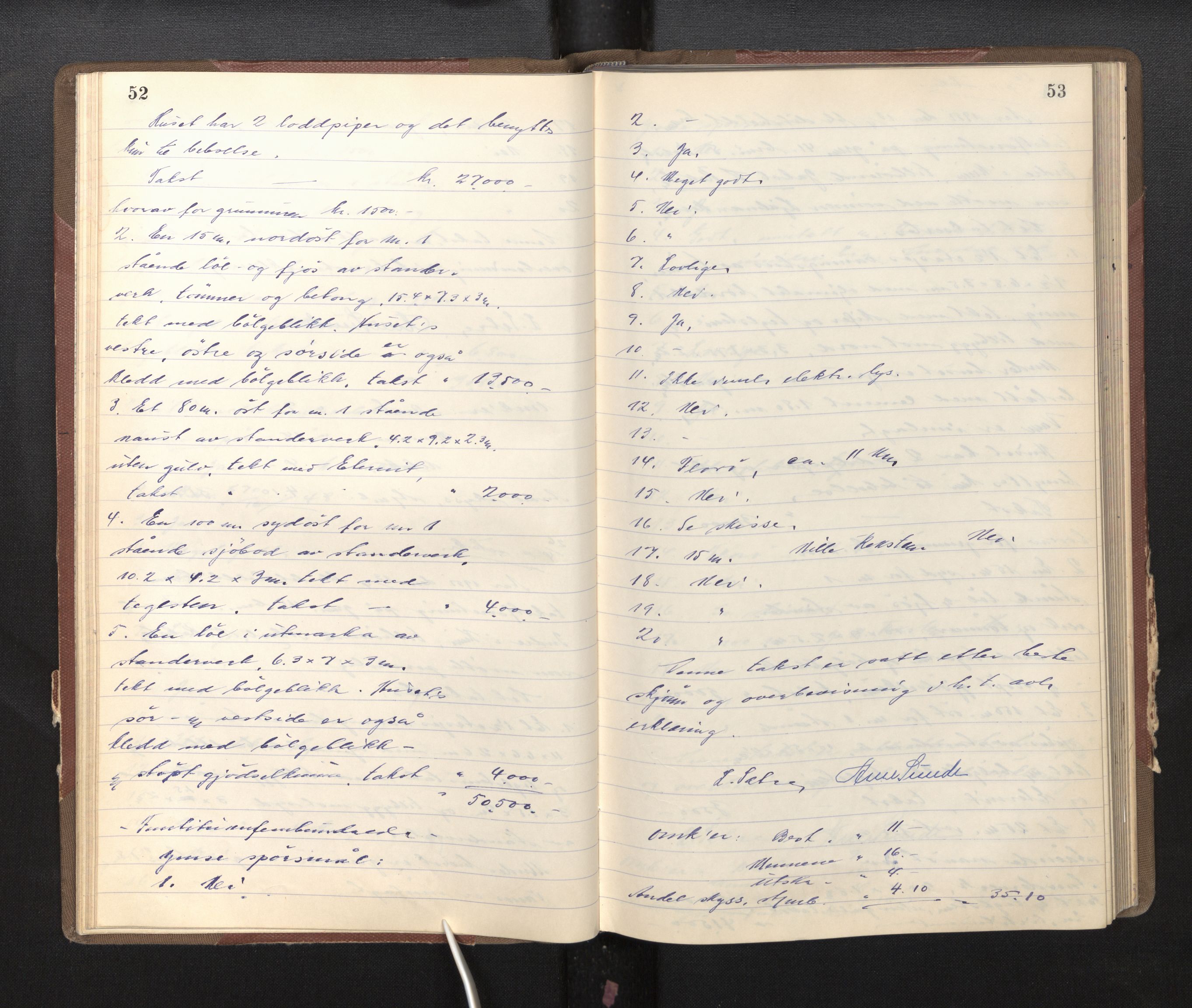 Lensmannen i Kinn, AV/SAB-A-28801/0012/L0004c: Branntakstprotokoll, 1950-1953, p. 52-53