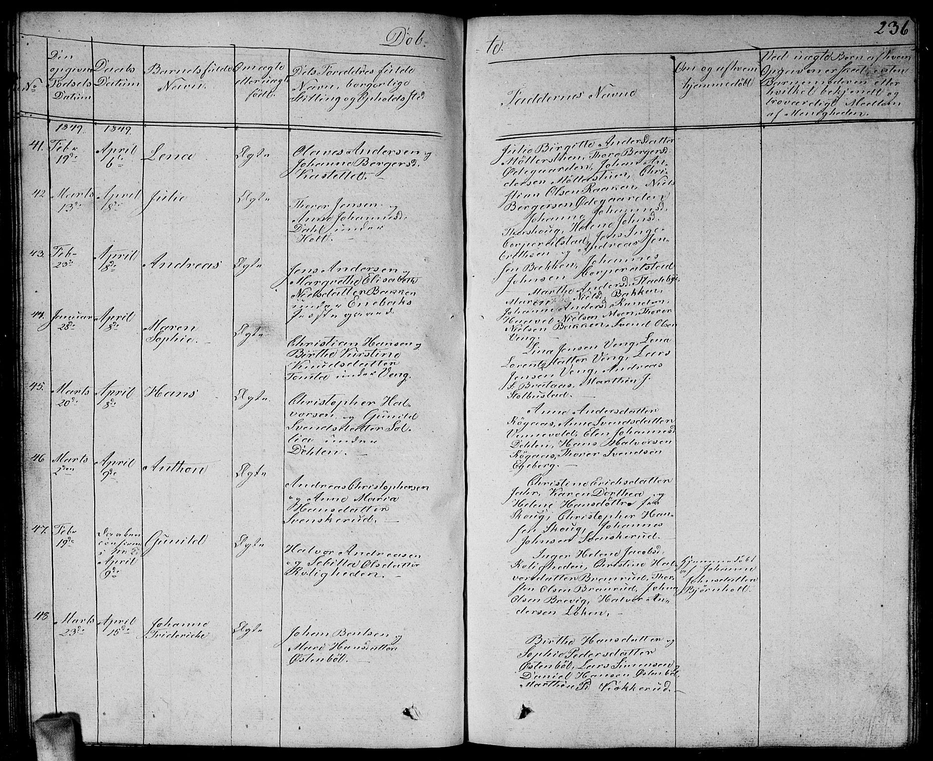 Enebakk prestekontor Kirkebøker, AV/SAO-A-10171c/G/Ga/L0003: Parish register (copy) no. I 3, 1833-1849, p. 236