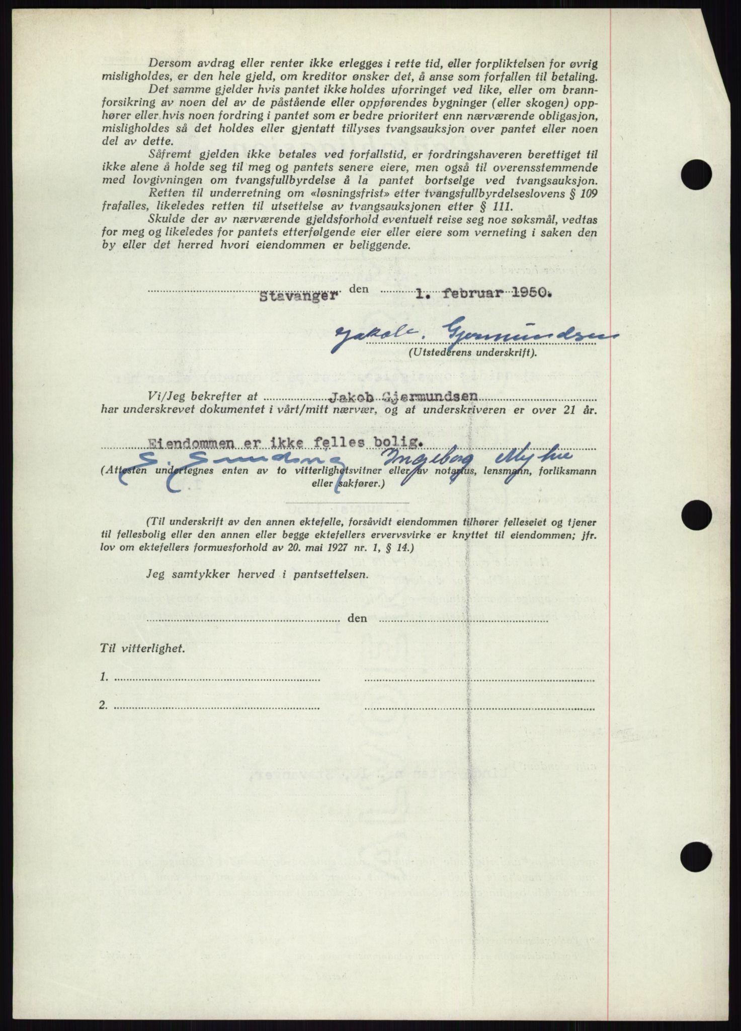 Stavanger byrett, AV/SAST-A-100455/002/G/Gb/L0032: Mortgage book, 1947-1950, Diary no: : 403/1950