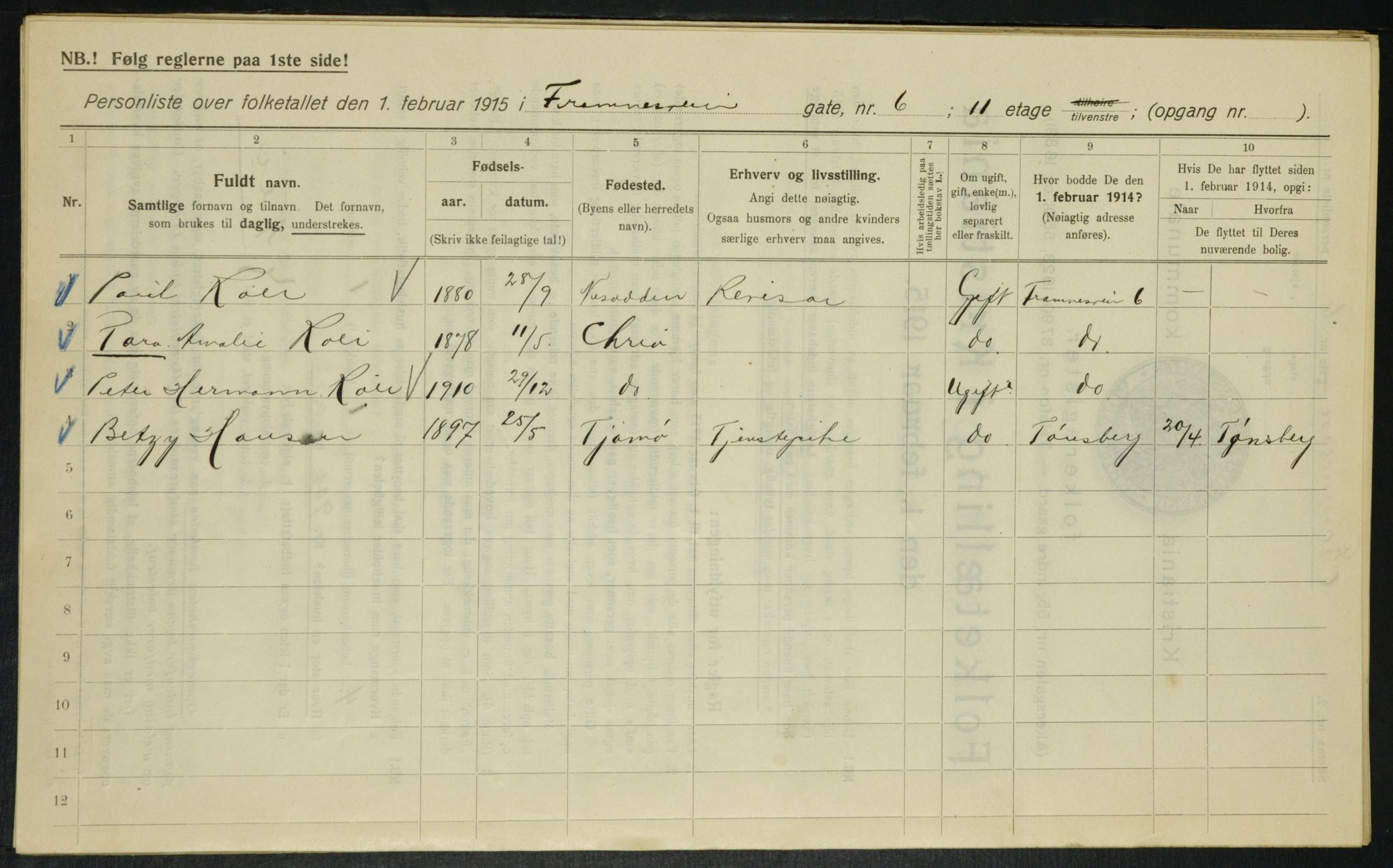 OBA, Municipal Census 1915 for Kristiania, 1915, p. 24936