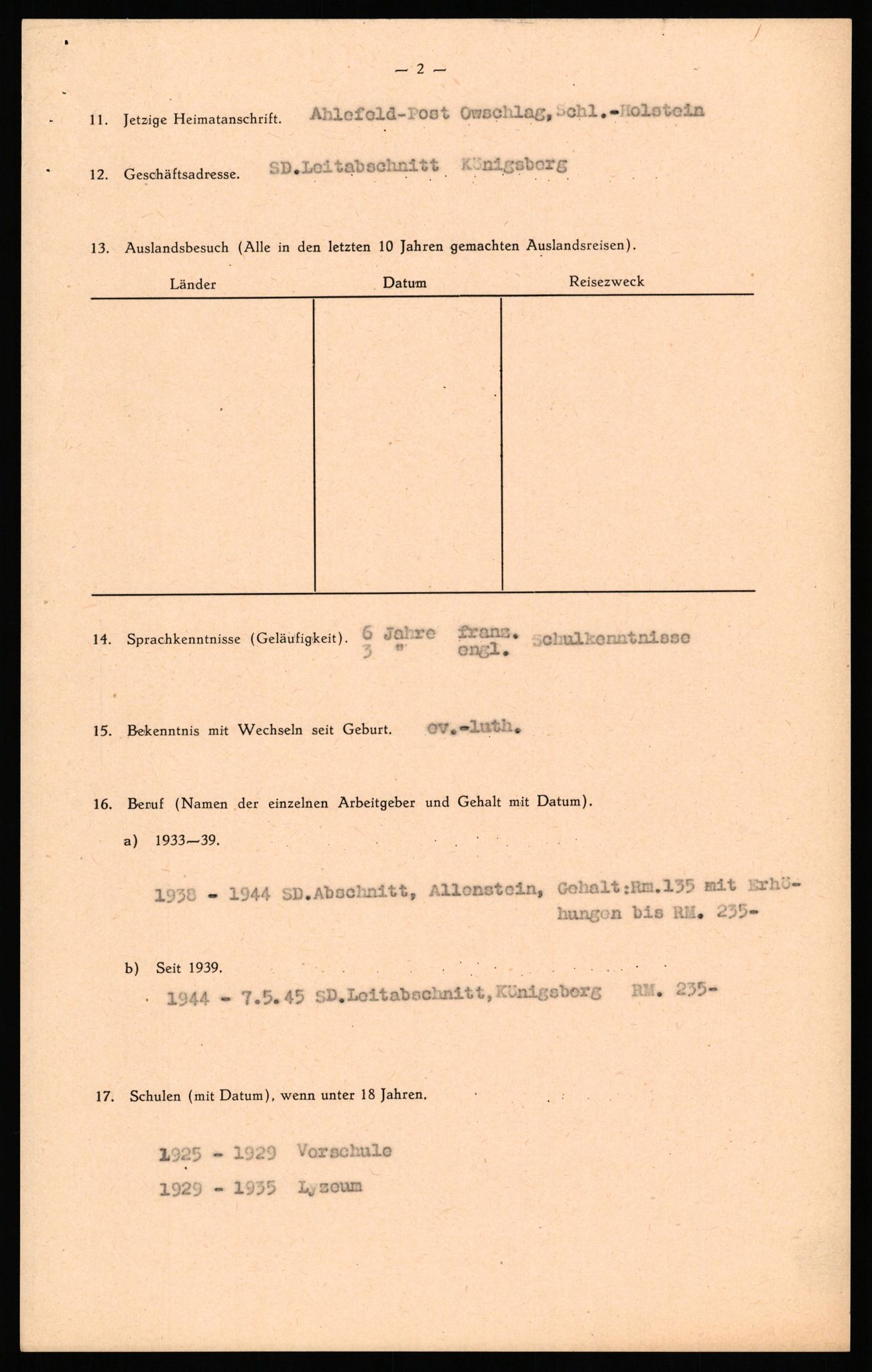 Forsvaret, Forsvarets overkommando II, AV/RA-RAFA-3915/D/Db/L0036: CI Questionaires. Tyske okkupasjonsstyrker i Norge. Tyskere., 1945-1946, p. 154