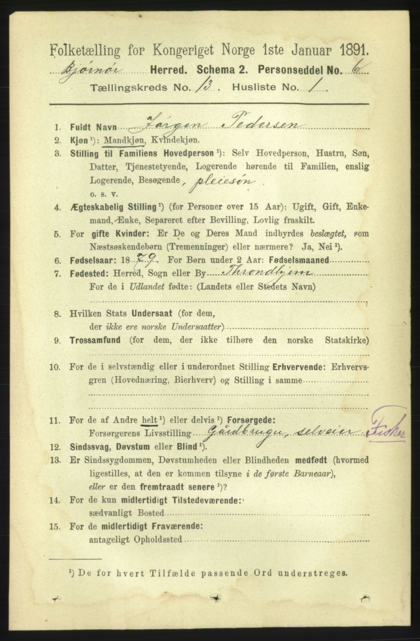 RA, 1891 census for 1632 Bjørnør, 1891, p. 5533