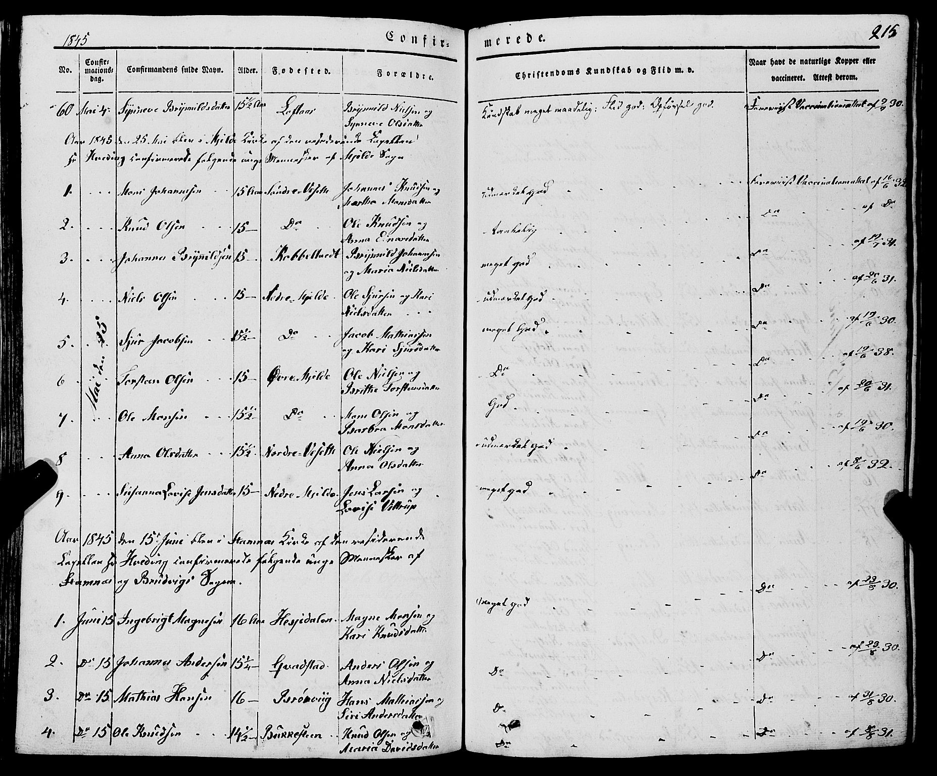 Haus sokneprestembete, AV/SAB-A-75601/H/Haa: Parish register (official) no. A 15, 1838-1847, p. 215