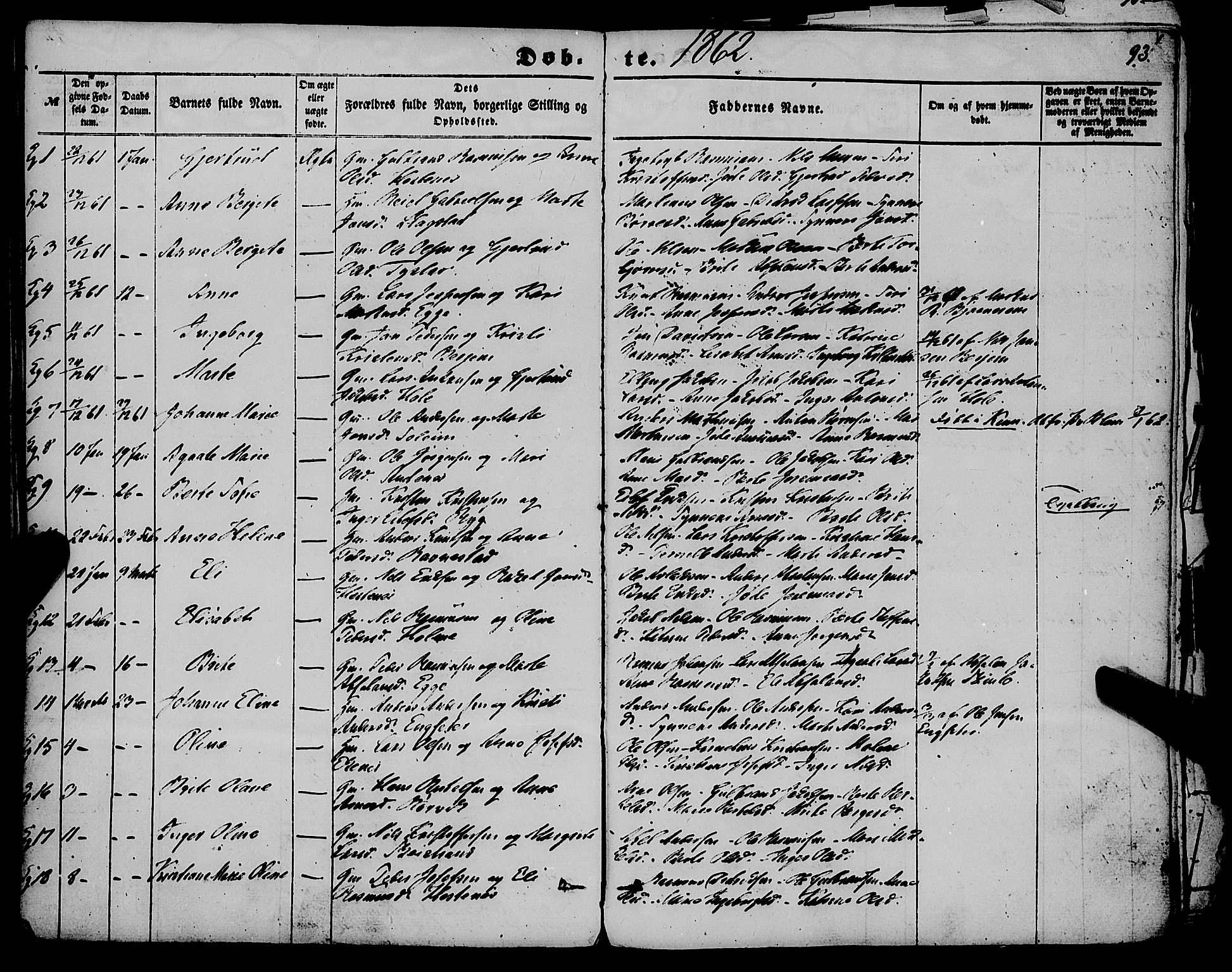 Gloppen sokneprestembete, AV/SAB-A-80101/H/Haa/Haaa/L0009: Parish register (official) no. A 9, 1855-1870, p. 93