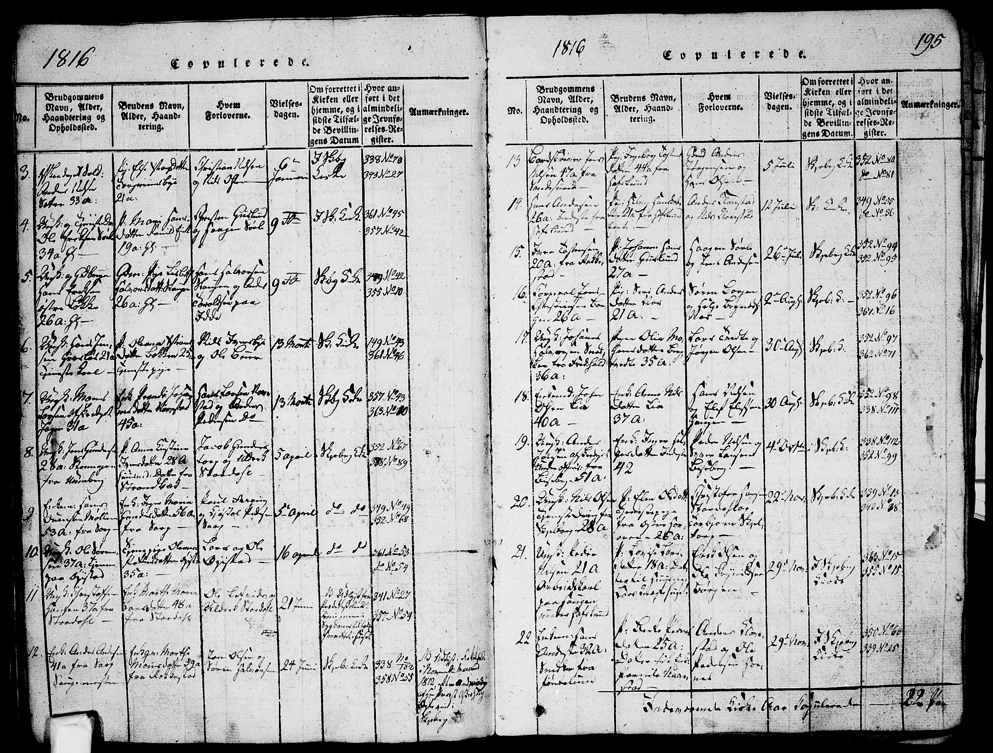 Skjeberg prestekontor Kirkebøker, AV/SAO-A-10923/G/Ga/L0001: Parish register (copy) no. I 1, 1815-1830, p. 195