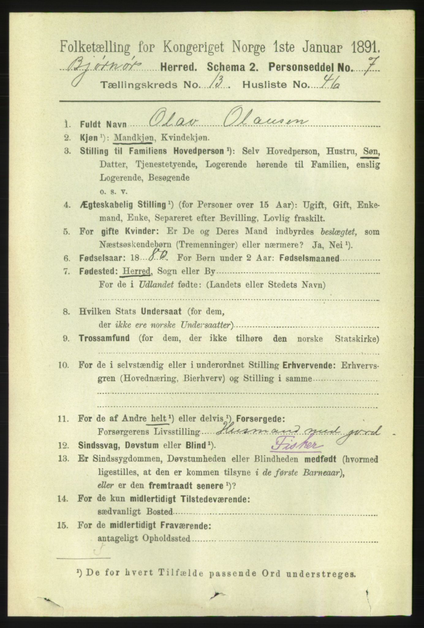 RA, 1891 census for 1632 Bjørnør, 1891, p. 5863