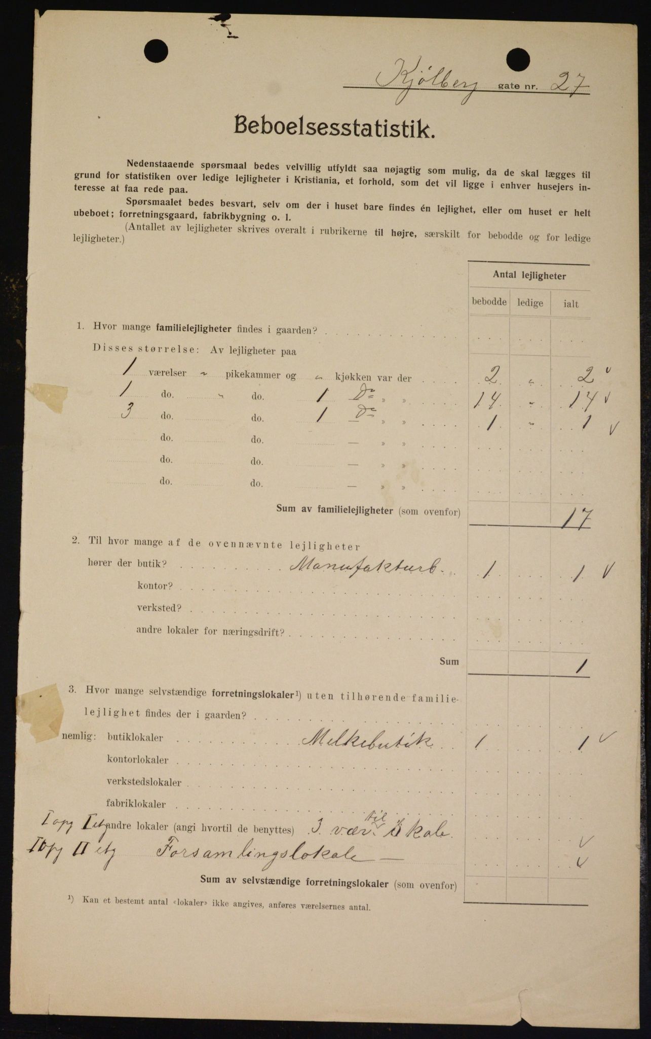 OBA, Municipal Census 1909 for Kristiania, 1909, p. 47546