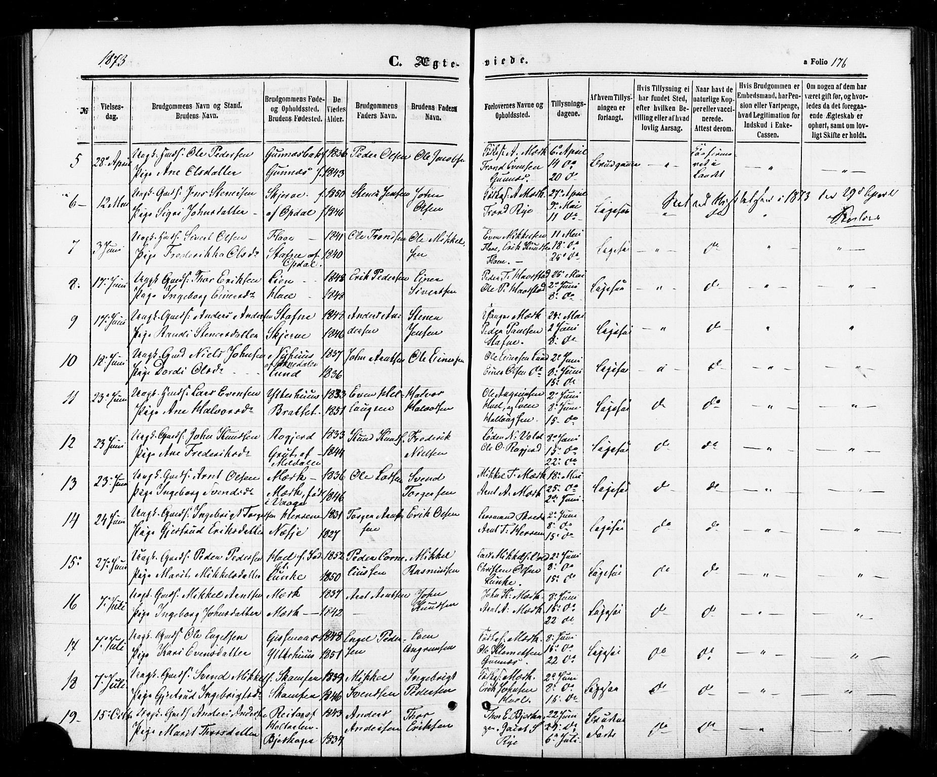 Ministerialprotokoller, klokkerbøker og fødselsregistre - Sør-Trøndelag, AV/SAT-A-1456/674/L0870: Parish register (official) no. 674A02, 1861-1879, p. 176