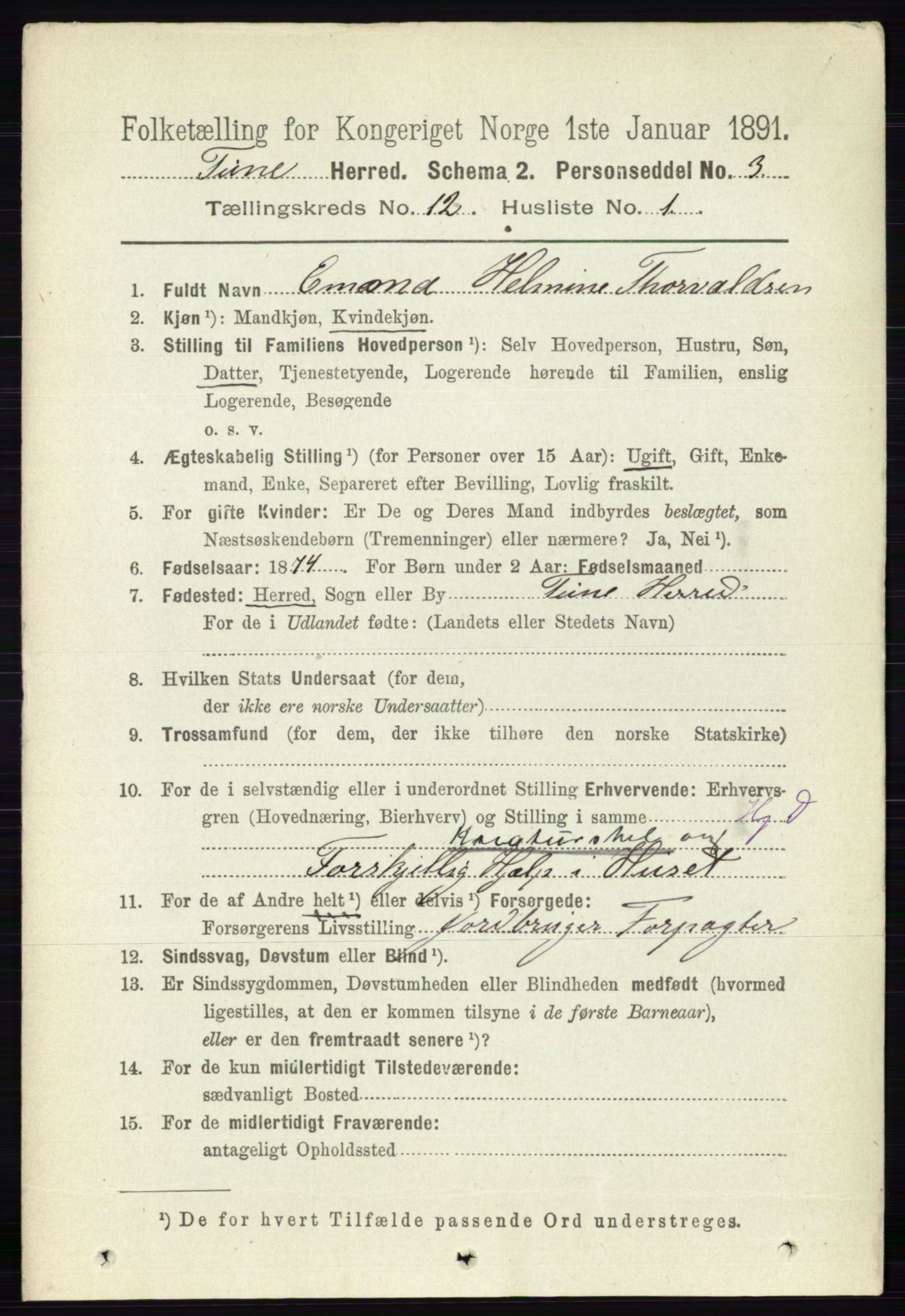 RA, 1891 census for 0130 Tune, 1891, p. 7217