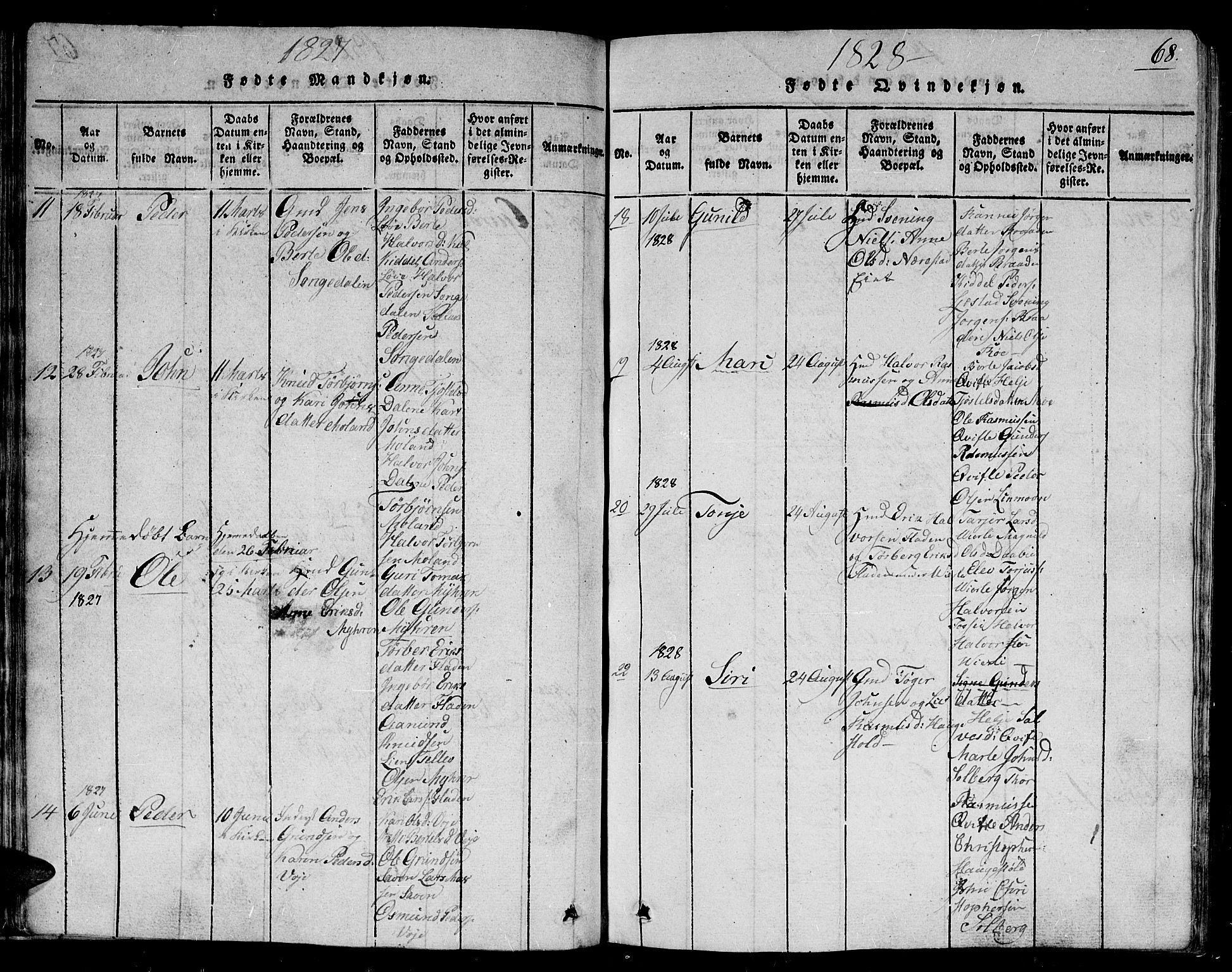 Gjerstad sokneprestkontor, AV/SAK-1111-0014/F/Fb/Fbb/L0001: Parish register (copy) no. B 1, 1813-1863, p. 68