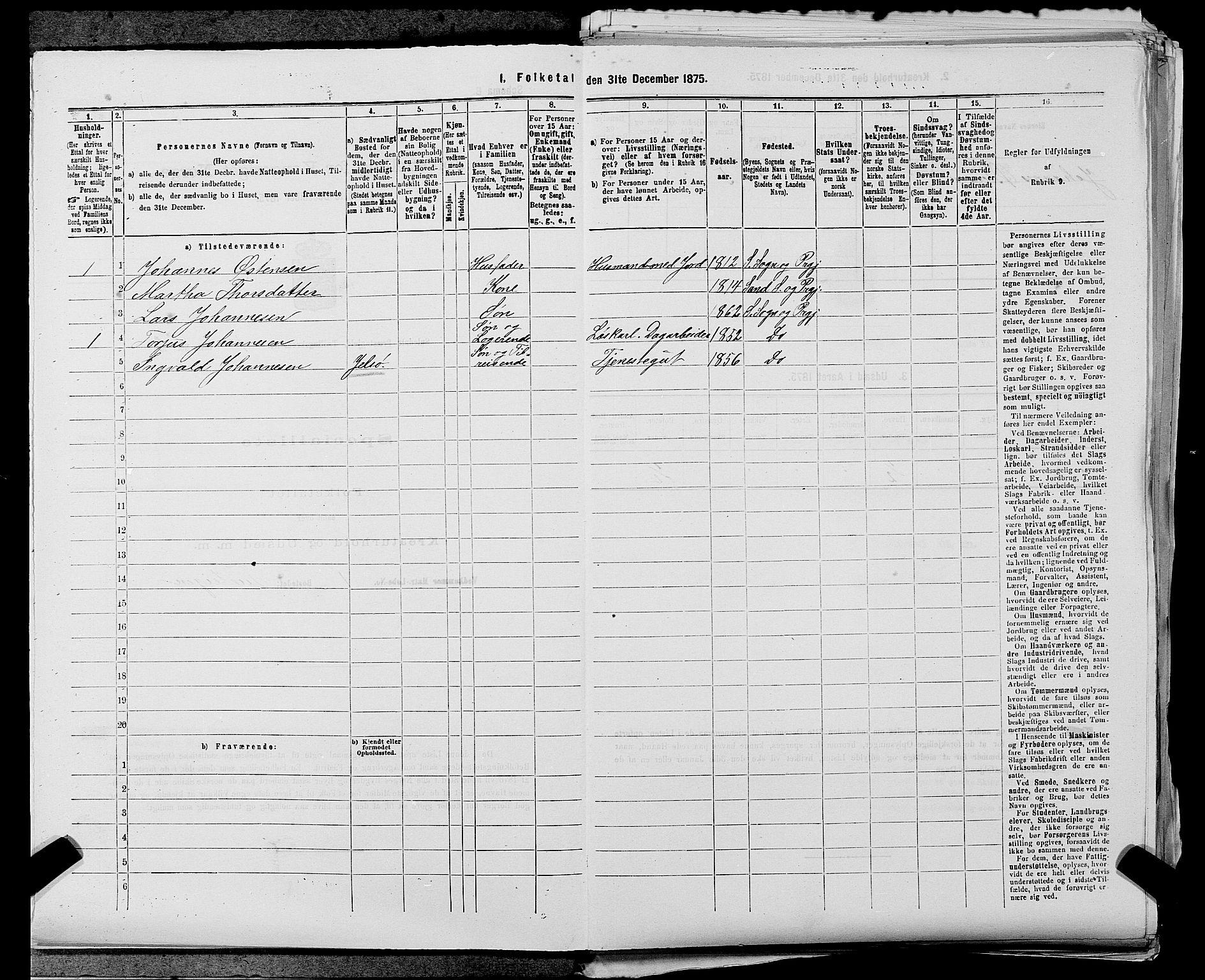 SAST, 1875 census for 1134P Suldal, 1875, p. 36