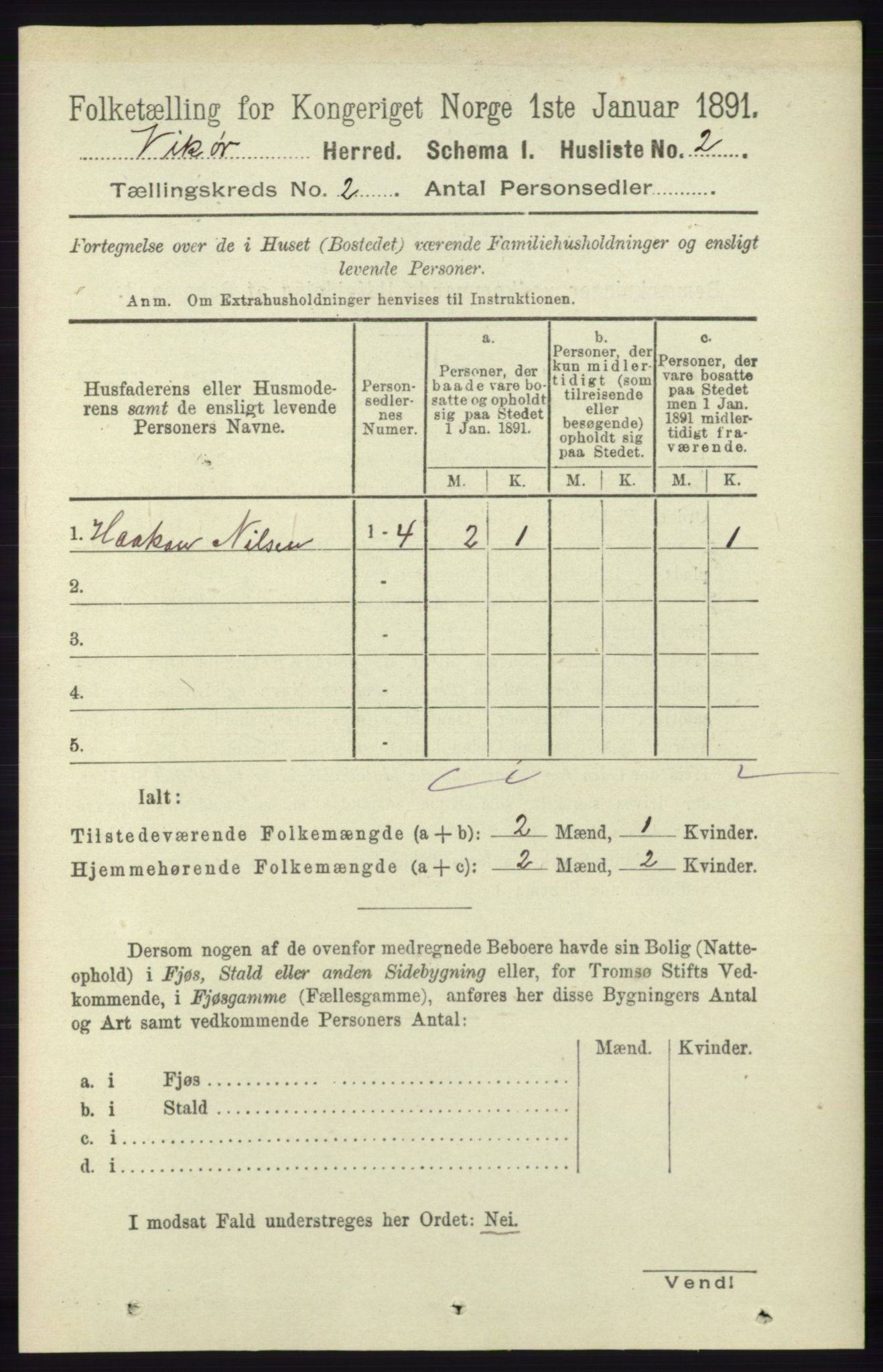 RA, 1891 census for 1238 Vikør, 1891, p. 444