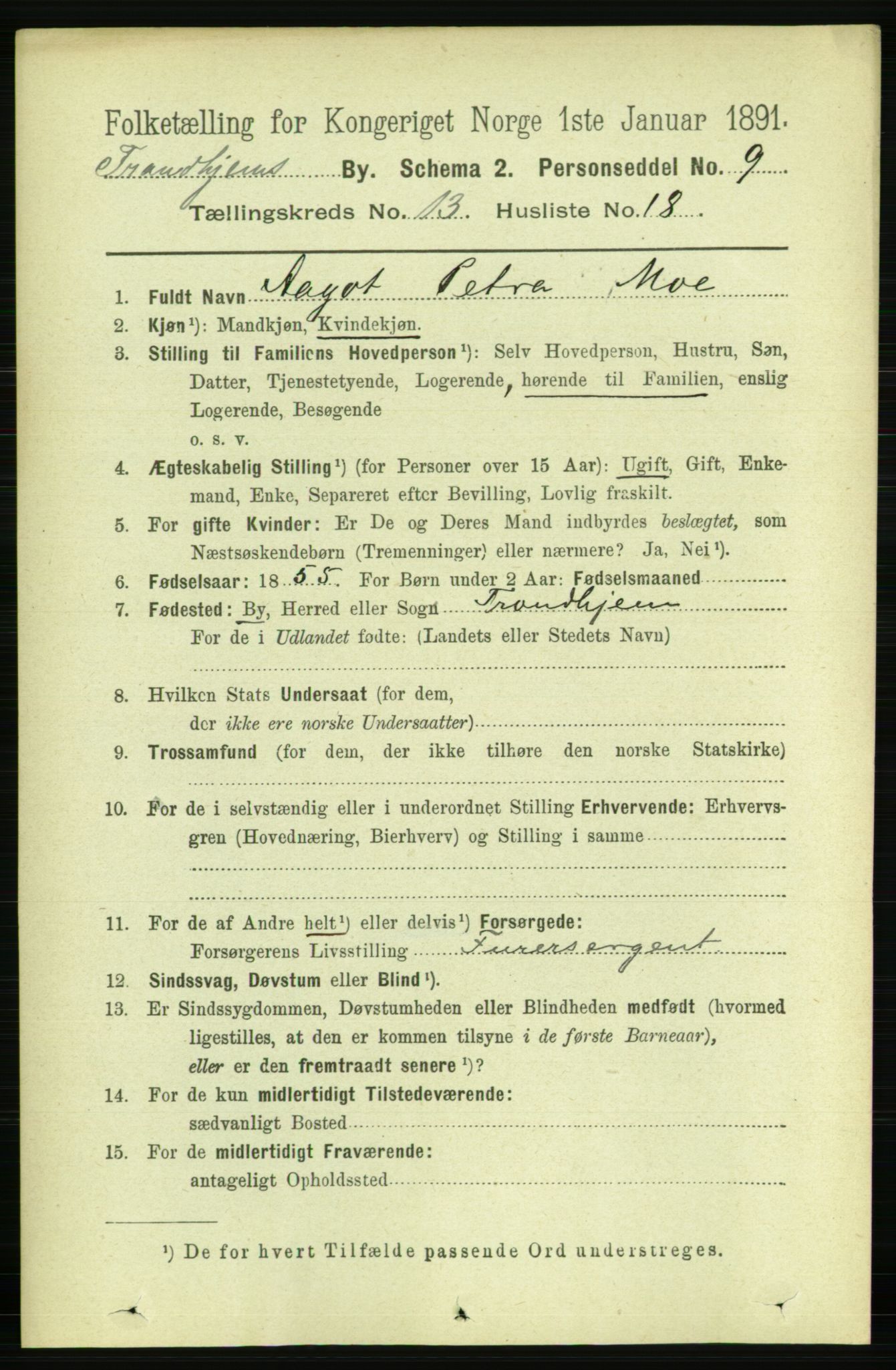 RA, 1891 census for 1601 Trondheim, 1891, p. 10423