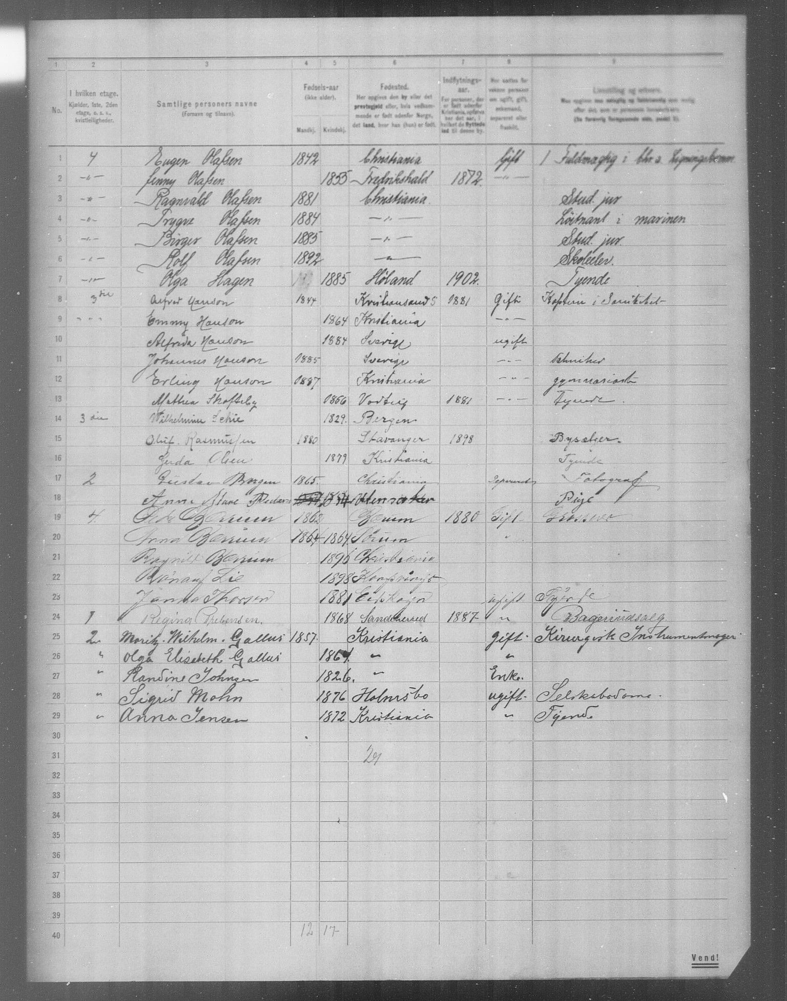 OBA, Municipal Census 1904 for Kristiania, 1904, p. 18059