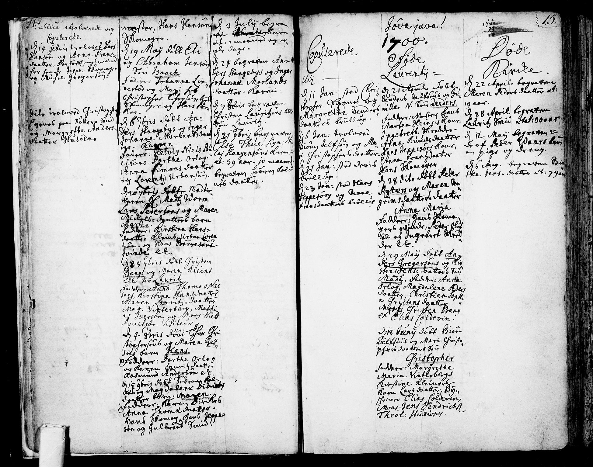 Tønsberg kirkebøker, AV/SAKO-A-330/F/Fb/L0001: Parish register (official) no. II 1, 1690-1796, p. 14-15