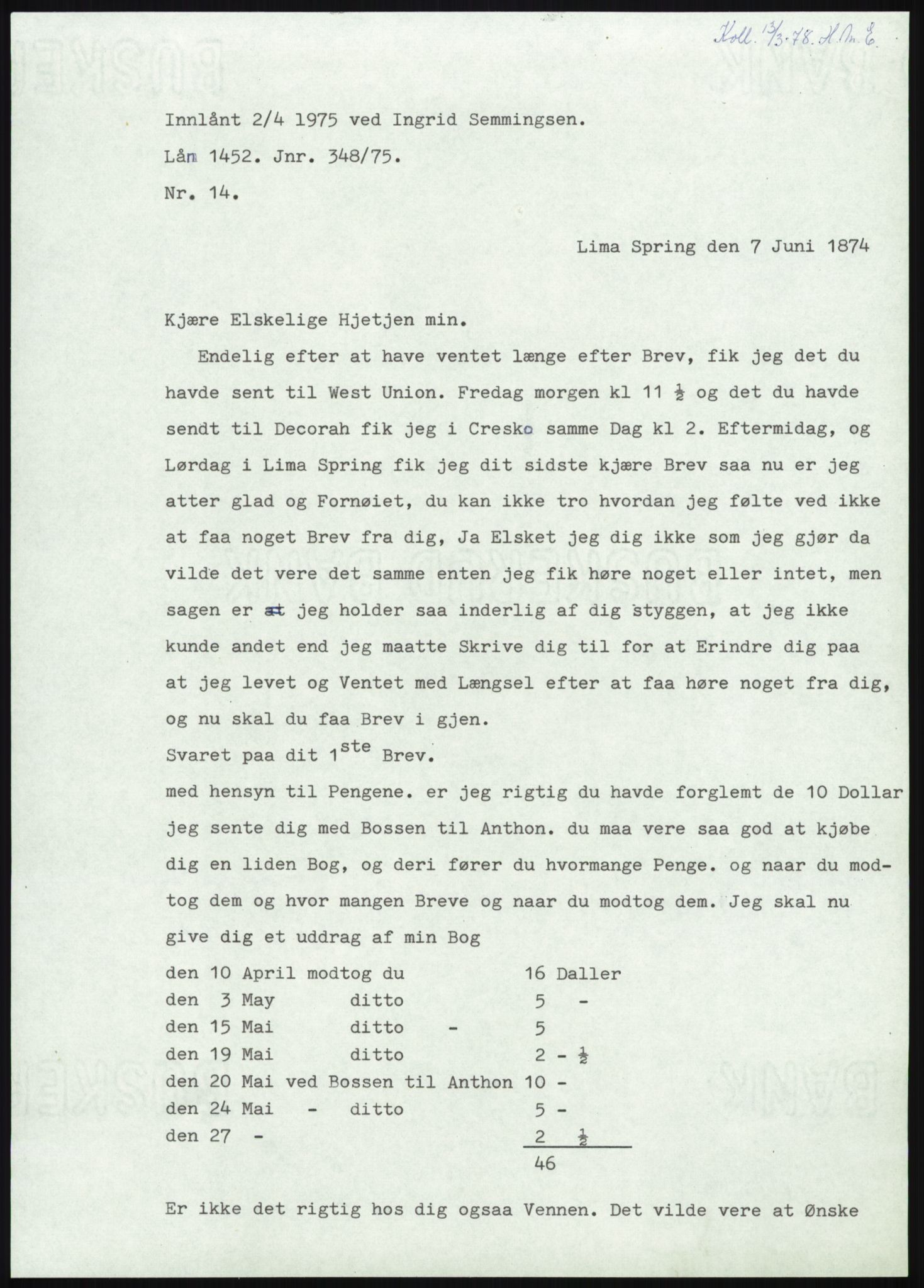 Samlinger til kildeutgivelse, Amerikabrevene, AV/RA-EA-4057/F/L0008: Innlån fra Hedmark: Gamkind - Semmingsen, 1838-1914, p. 181