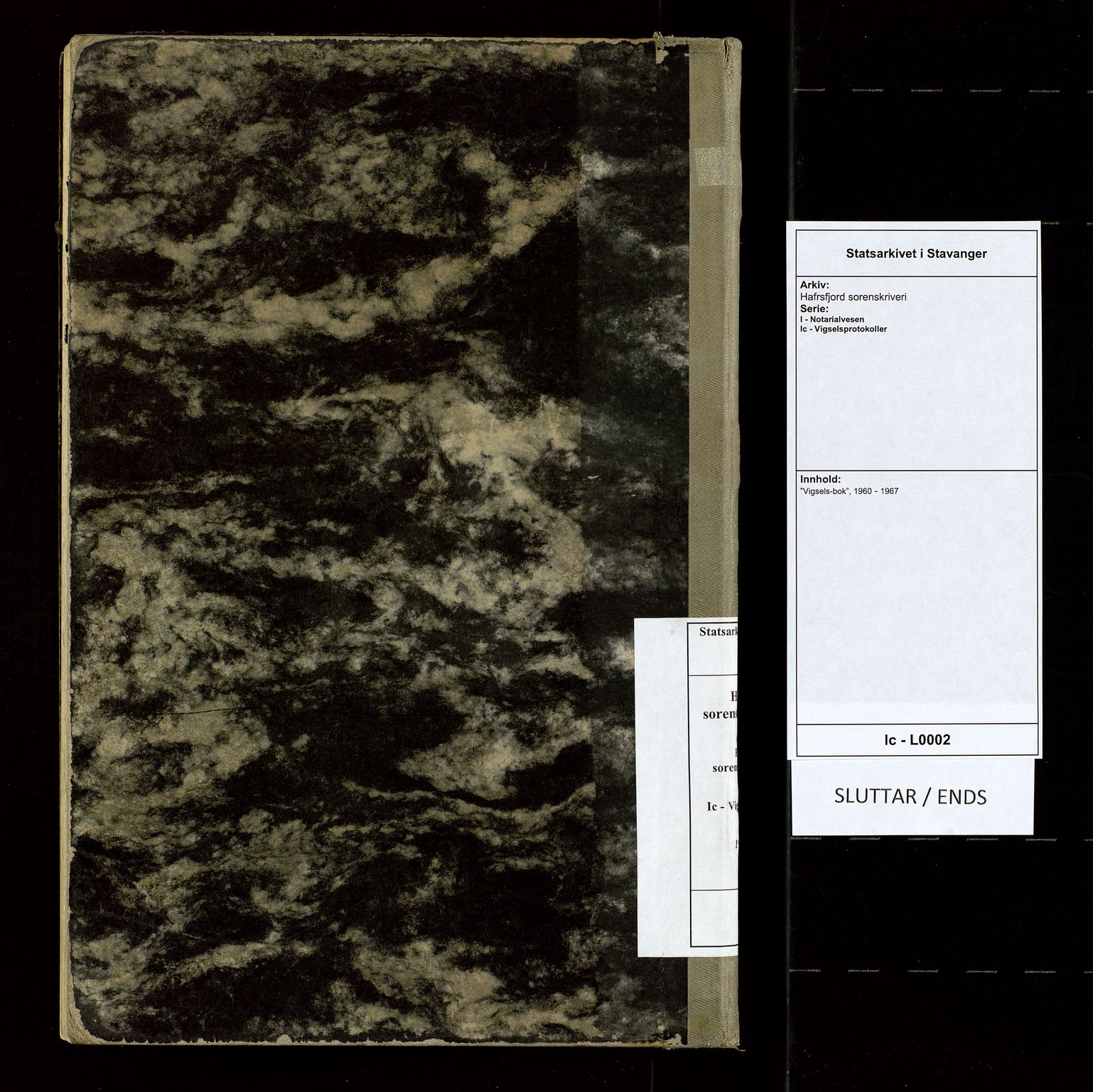 Hafrsfjord sorenskriveri, SAST/A-100313/I/Ic/L0002: "Vigsels-bok", 1960-1967