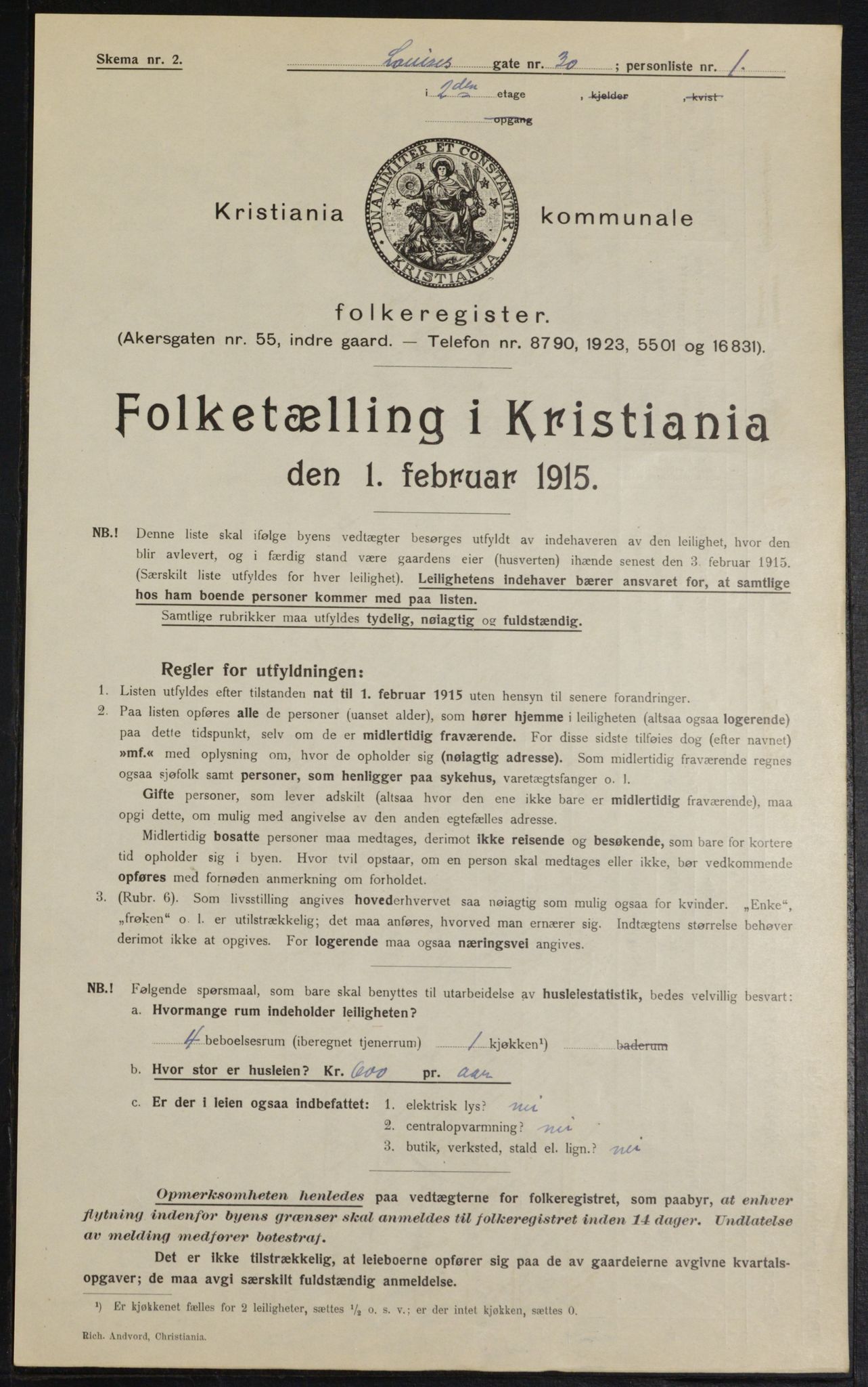 OBA, Municipal Census 1915 for Kristiania, 1915, p. 57805