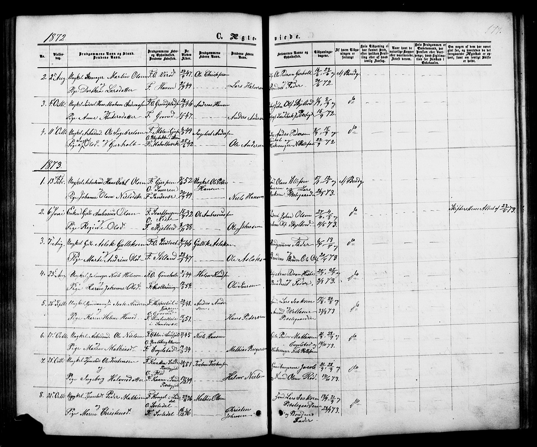 Siljan kirkebøker, SAKO/A-300/G/Ga/L0002: Parish register (copy) no. 2, 1864-1908, p. 177