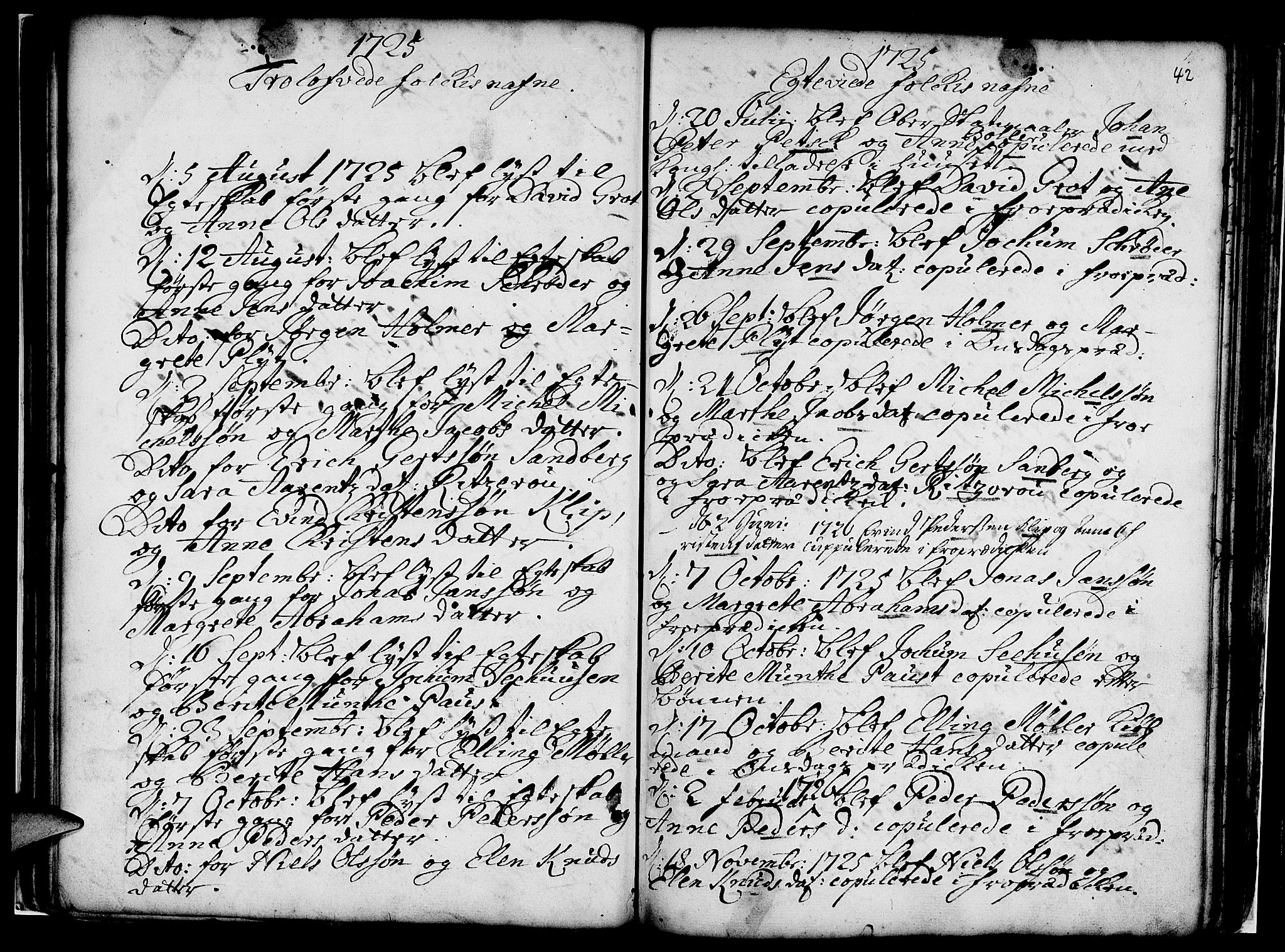 Nykirken Sokneprestembete, AV/SAB-A-77101/H/Haa/L0007: Parish register (official) no. A 7, 1719-1781, p. 42