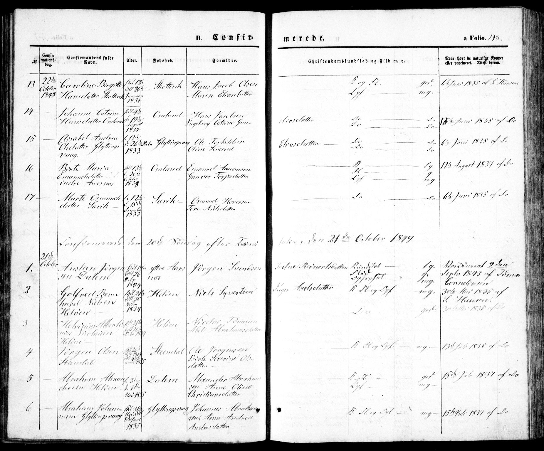 Høvåg sokneprestkontor, SAK/1111-0025/F/Fb/L0002: Parish register (copy) no. B 2, 1847-1869, p. 148