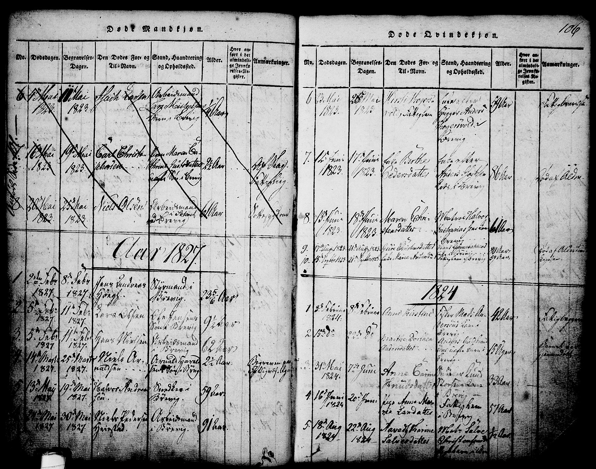 Brevik kirkebøker, SAKO/A-255/G/Ga/L0001: Parish register (copy) no. 1, 1814-1845, p. 106