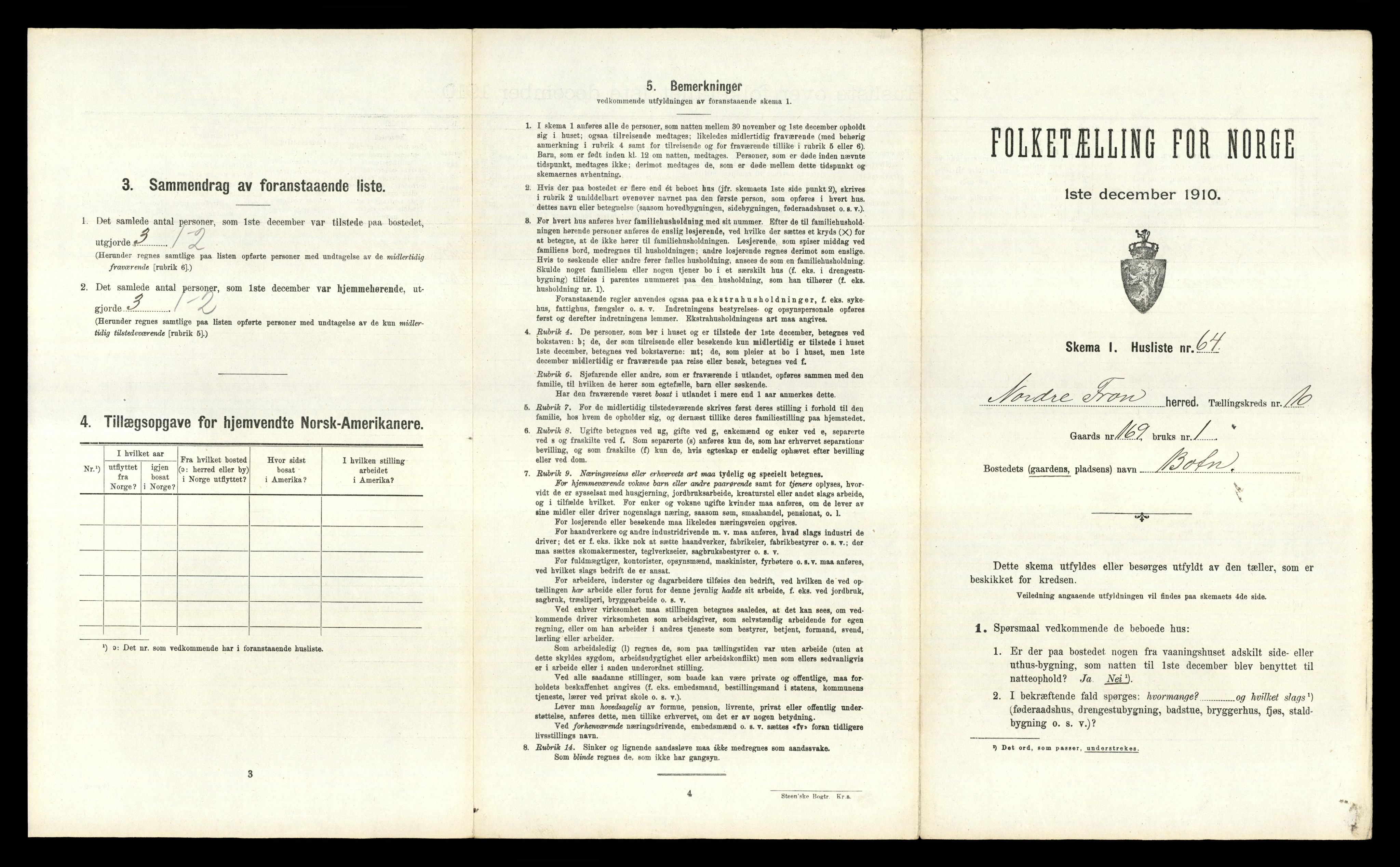 RA, 1910 census for Nord-Fron, 1910, p. 1360