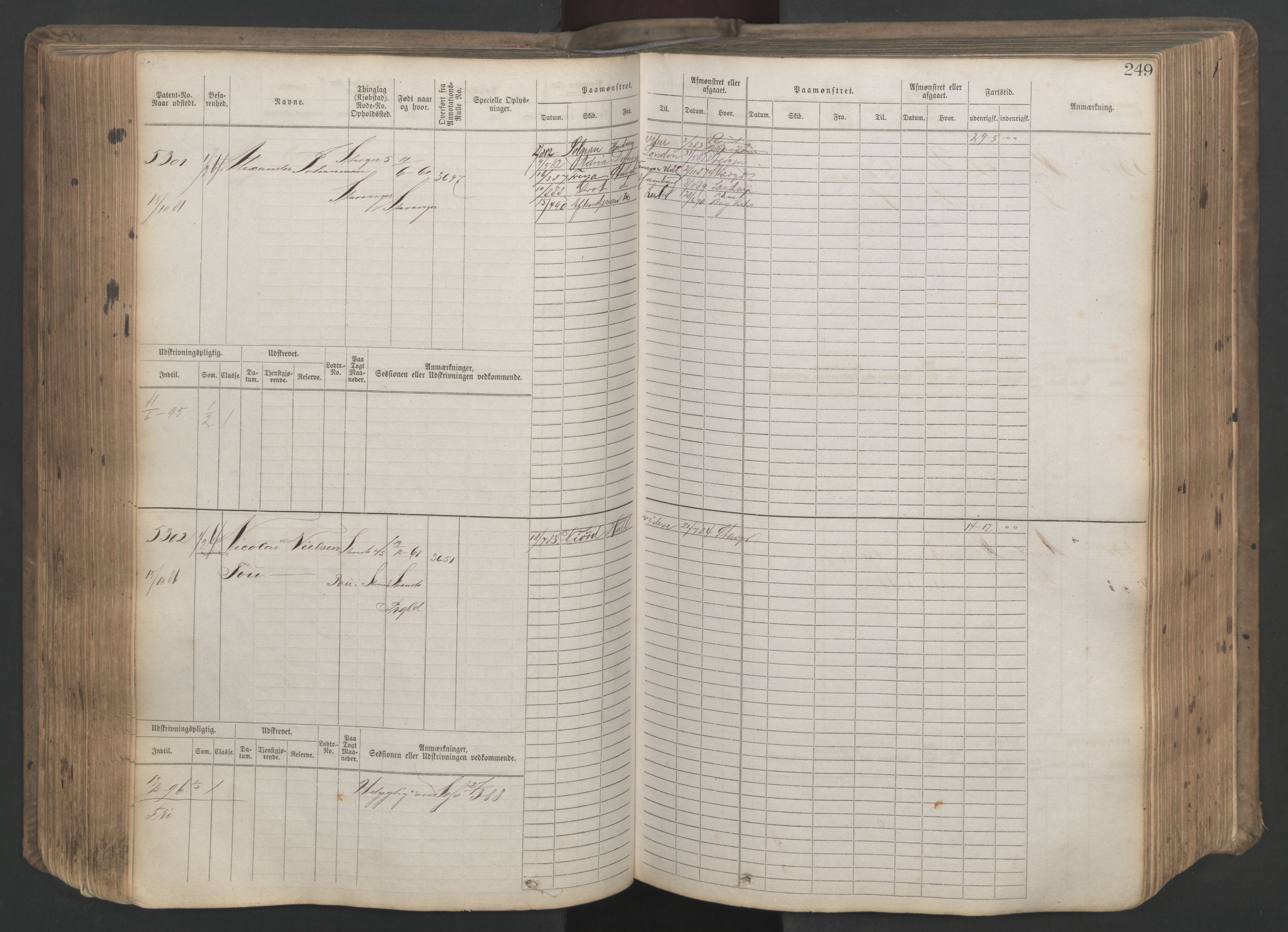 Stavanger sjømannskontor, AV/SAST-A-102006/F/Fb/Fbb/L0020: Sjøfartshovedrulle patnentnr. 4803-6004 (dublett), 1879, p. 254