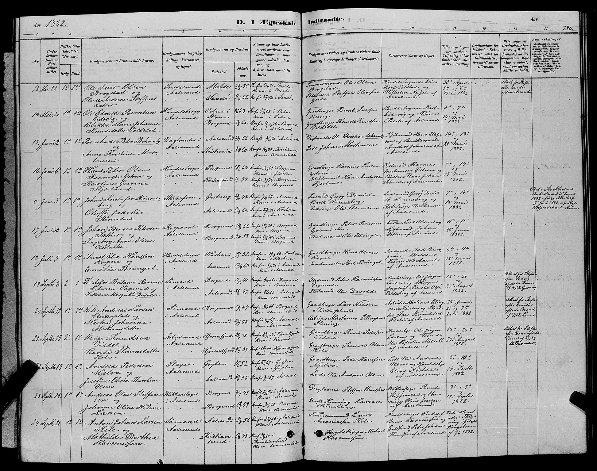 Ministerialprotokoller, klokkerbøker og fødselsregistre - Møre og Romsdal, SAT/A-1454/529/L0466: Parish register (copy) no. 529C03, 1878-1888, p. 240