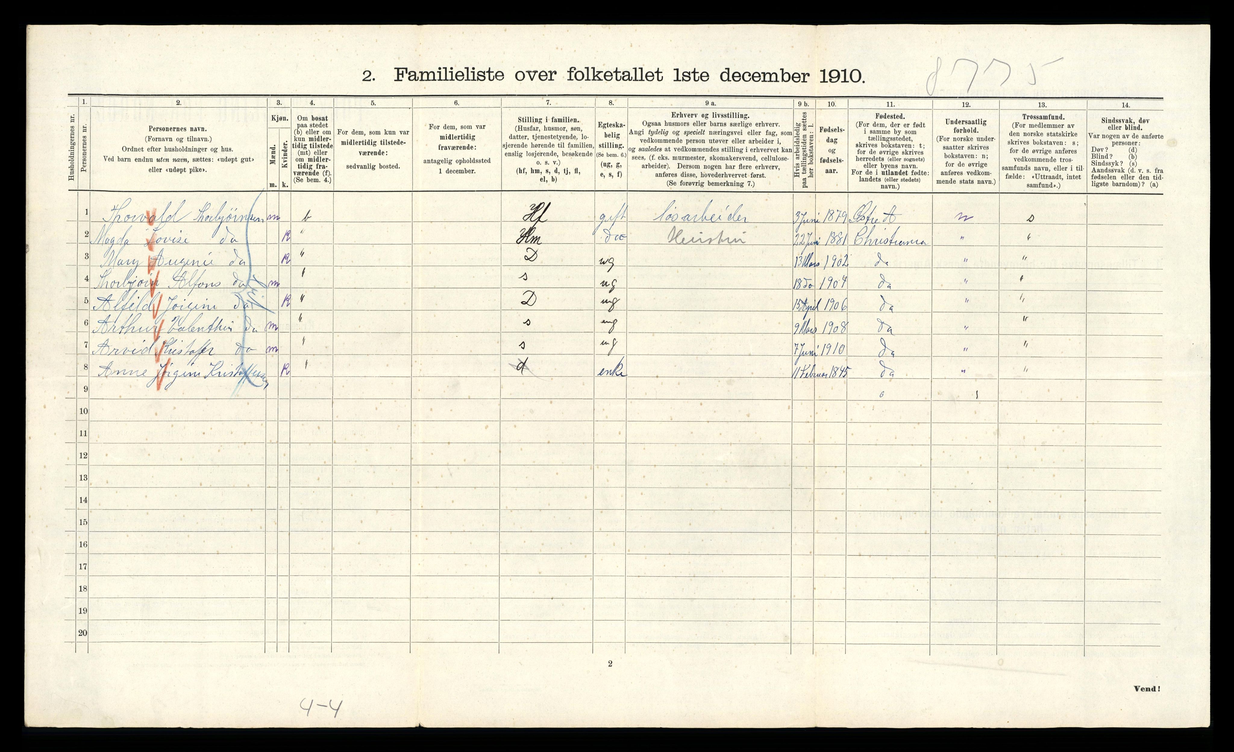 RA, 1910 census for Kristiania, 1910, p. 69384