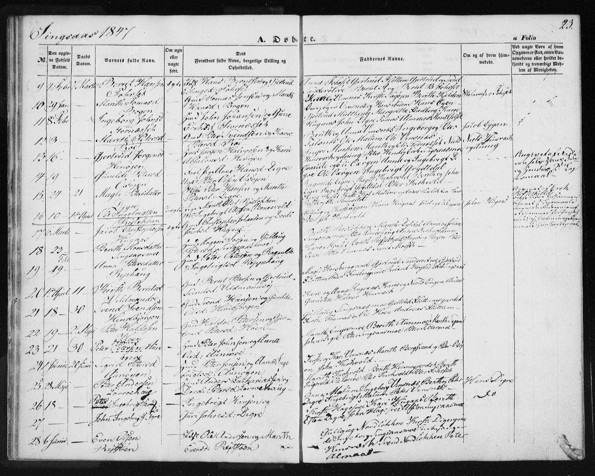 Ministerialprotokoller, klokkerbøker og fødselsregistre - Sør-Trøndelag, SAT/A-1456/685/L0964: Parish register (official) no. 685A06 /2, 1846-1859, p. 23