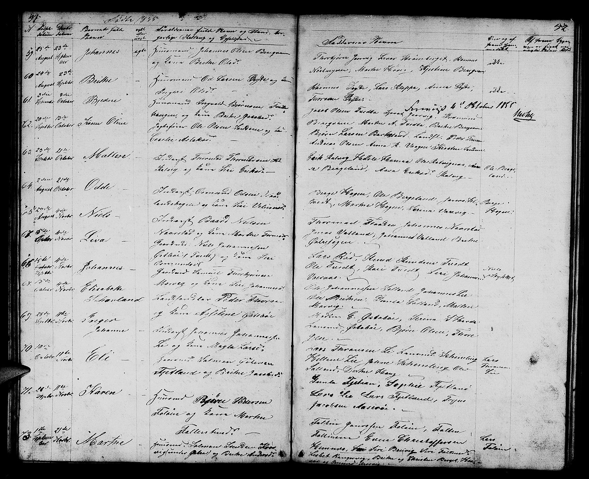 Jelsa sokneprestkontor, SAST/A-101842/01/V: Parish register (copy) no. B 2, 1852-1863, p. 51-52