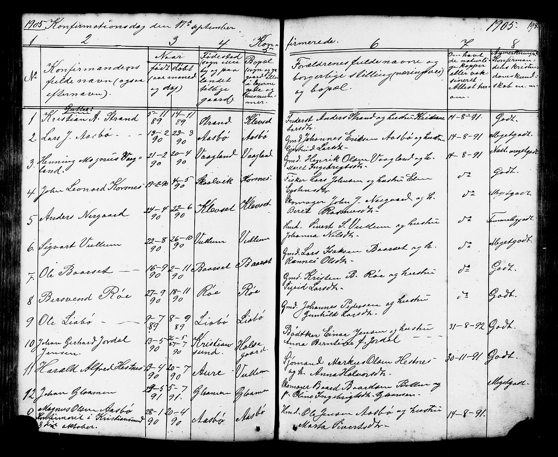 Ministerialprotokoller, klokkerbøker og fødselsregistre - Møre og Romsdal, SAT/A-1454/576/L0890: Parish register (copy) no. 576C01, 1837-1908, p. 198