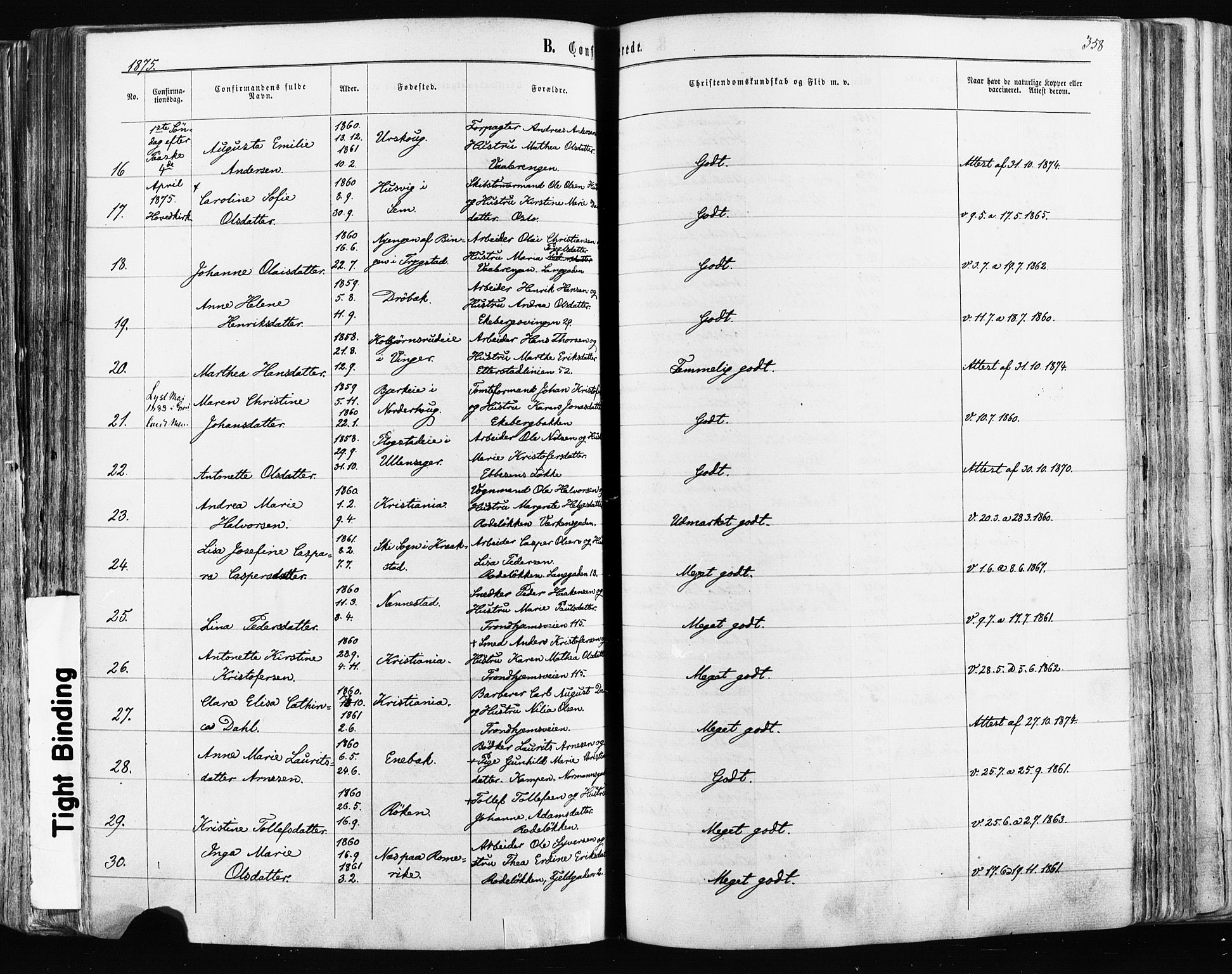 Østre Aker prestekontor Kirkebøker, AV/SAO-A-10840/F/Fa/L0003: Parish register (official) no. I 3, 1869-1875, p. 358