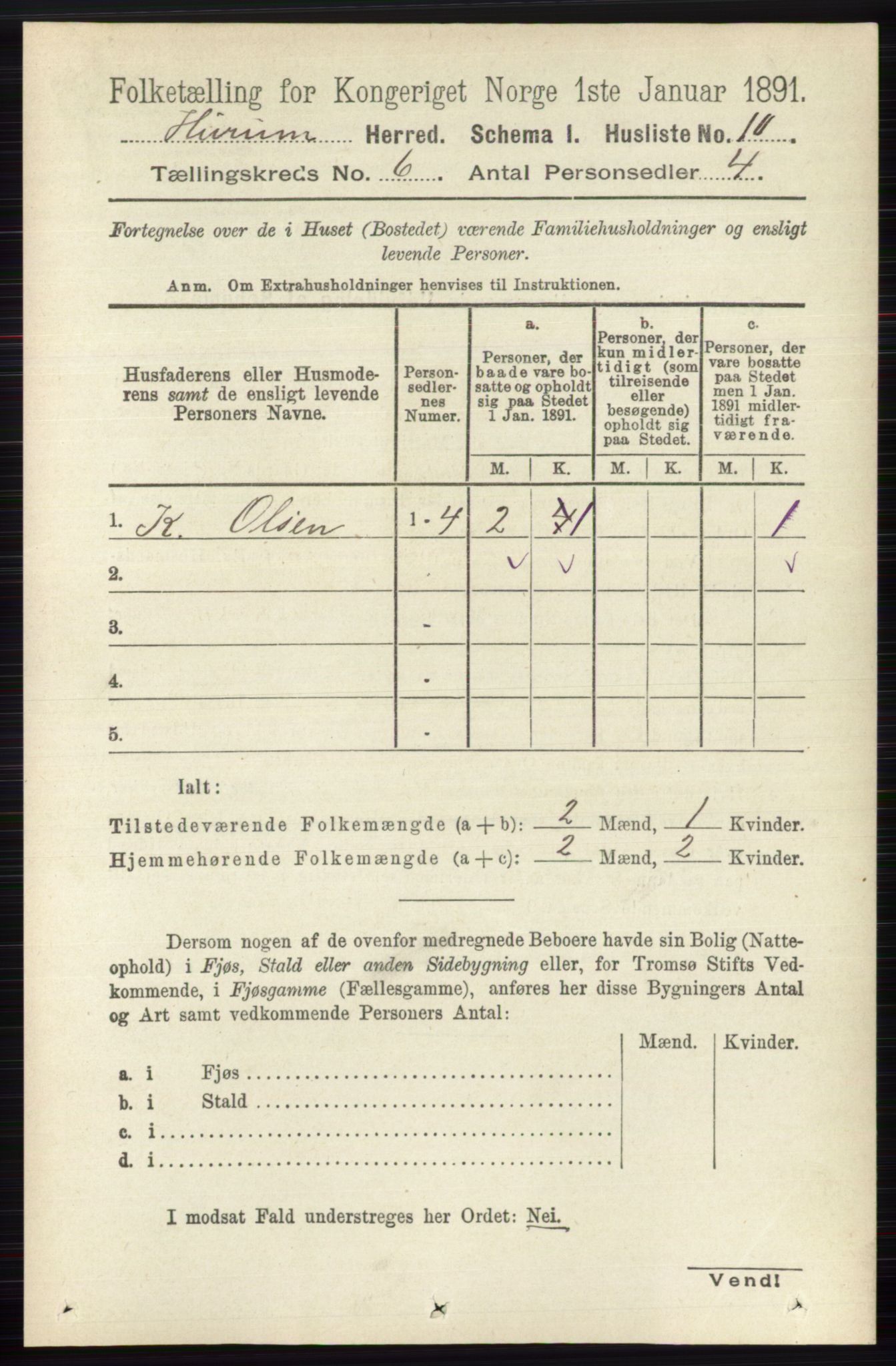 RA, 1891 census for 0628 Hurum, 1891, p. 1946