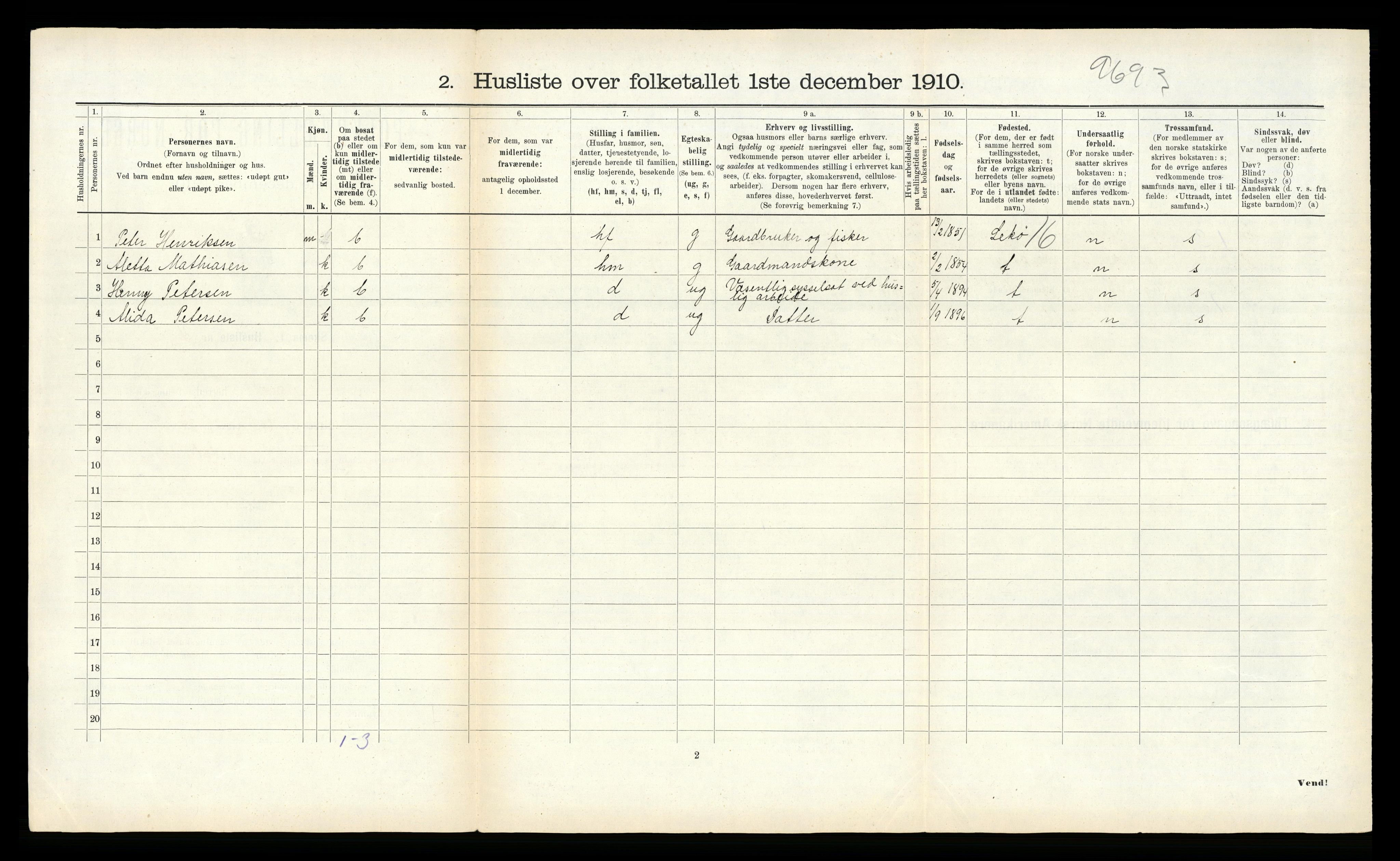 RA, 1910 census for Nærøy, 1910, p. 302