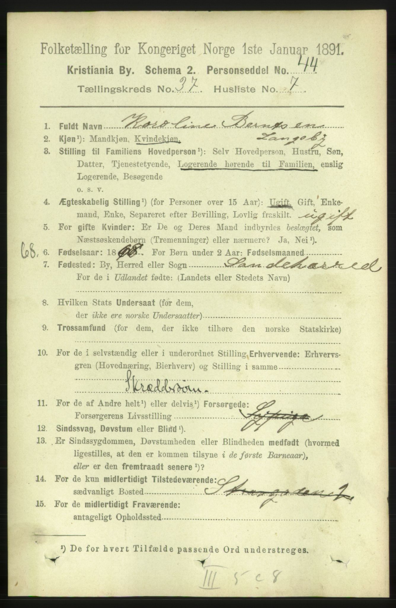 RA, 1891 census for 0301 Kristiania, 1891, p. 20632