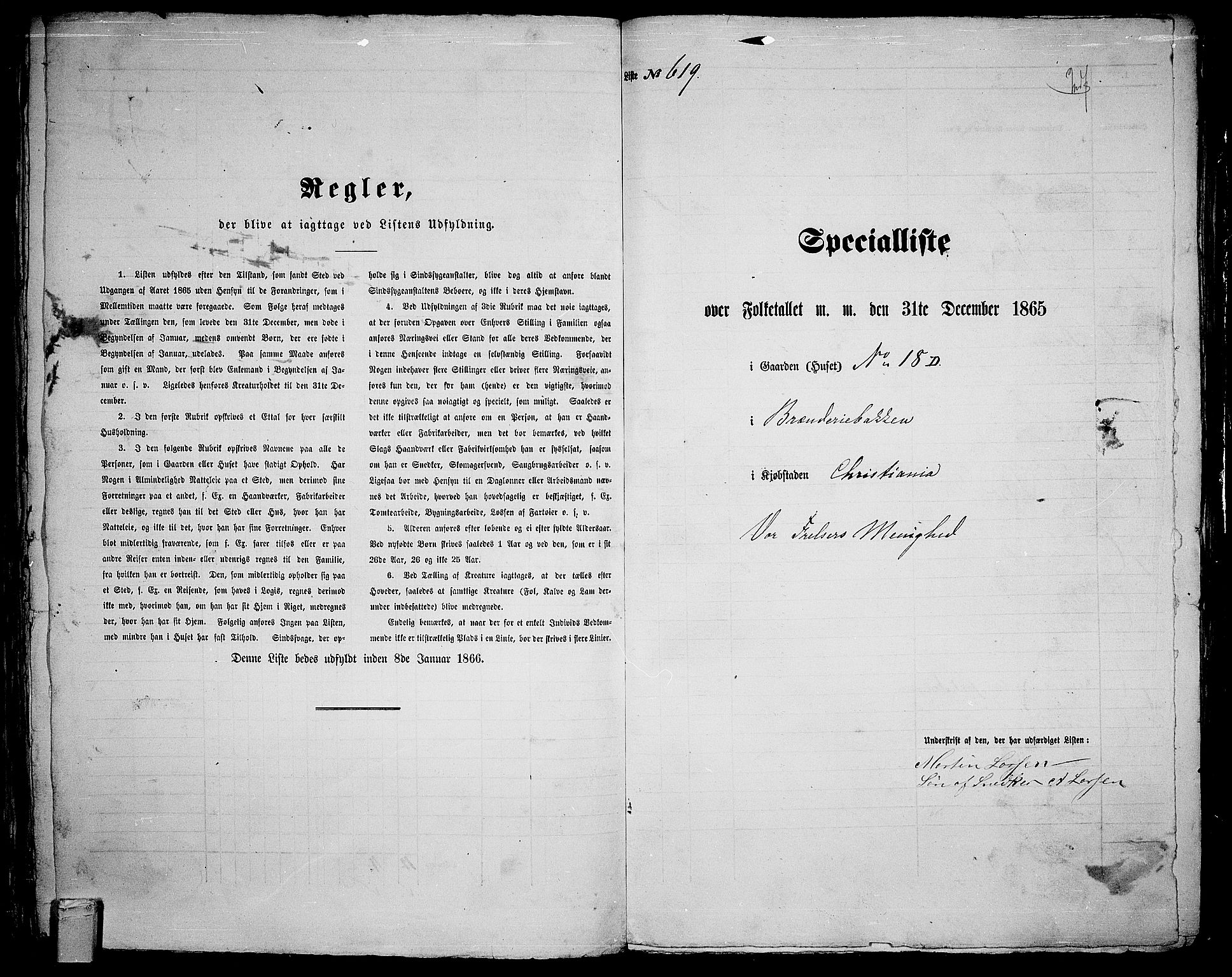 RA, 1865 census for Kristiania, 1865, p. 1605