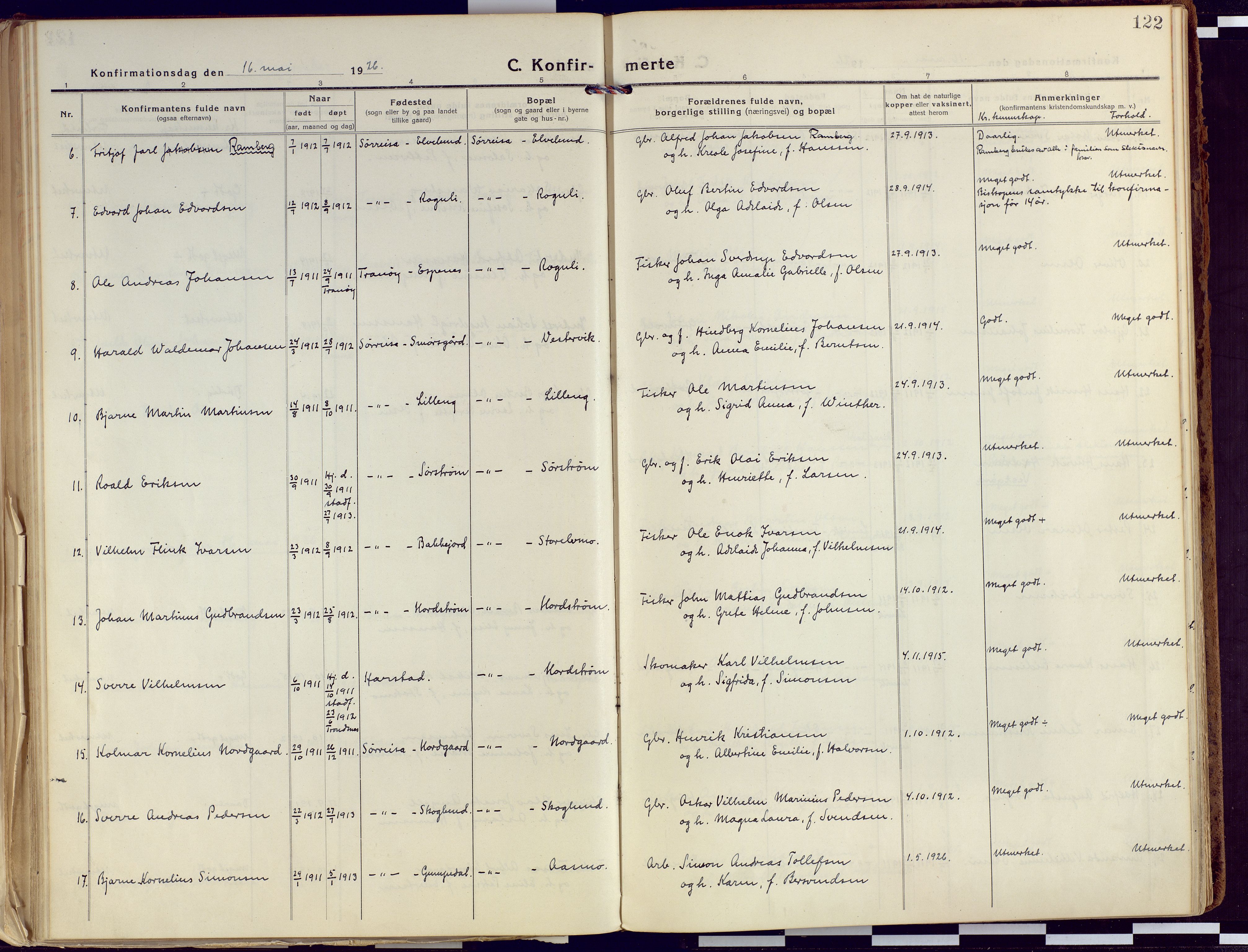 Tranøy sokneprestkontor, AV/SATØ-S-1313/I/Ia/Iaa/L0015kirke: Parish register (official) no. 15, 1919-1928, p. 122