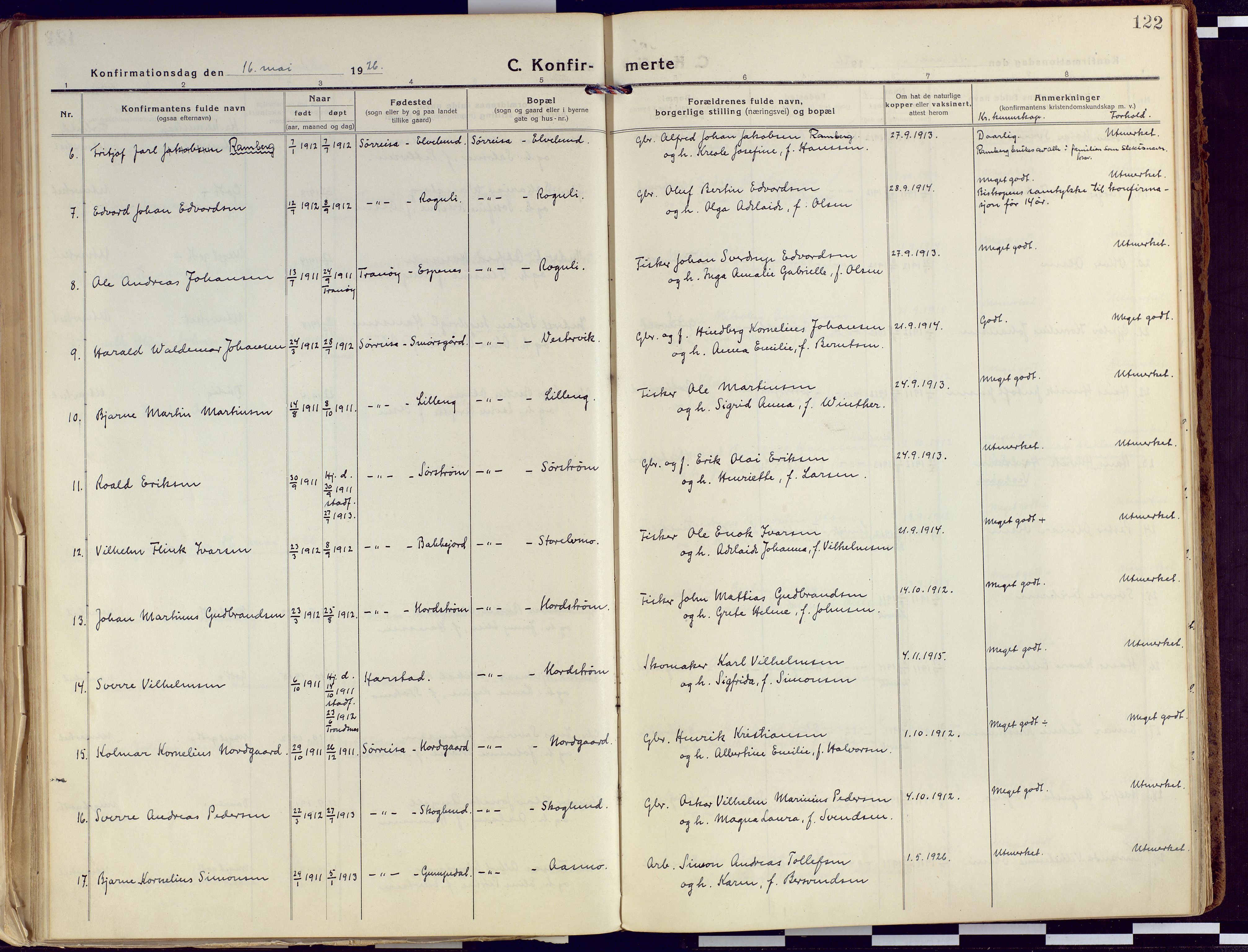 Tranøy sokneprestkontor, SATØ/S-1313/I/Ia/Iaa/L0015kirke: Parish register (official) no. 15, 1919-1928, p. 122